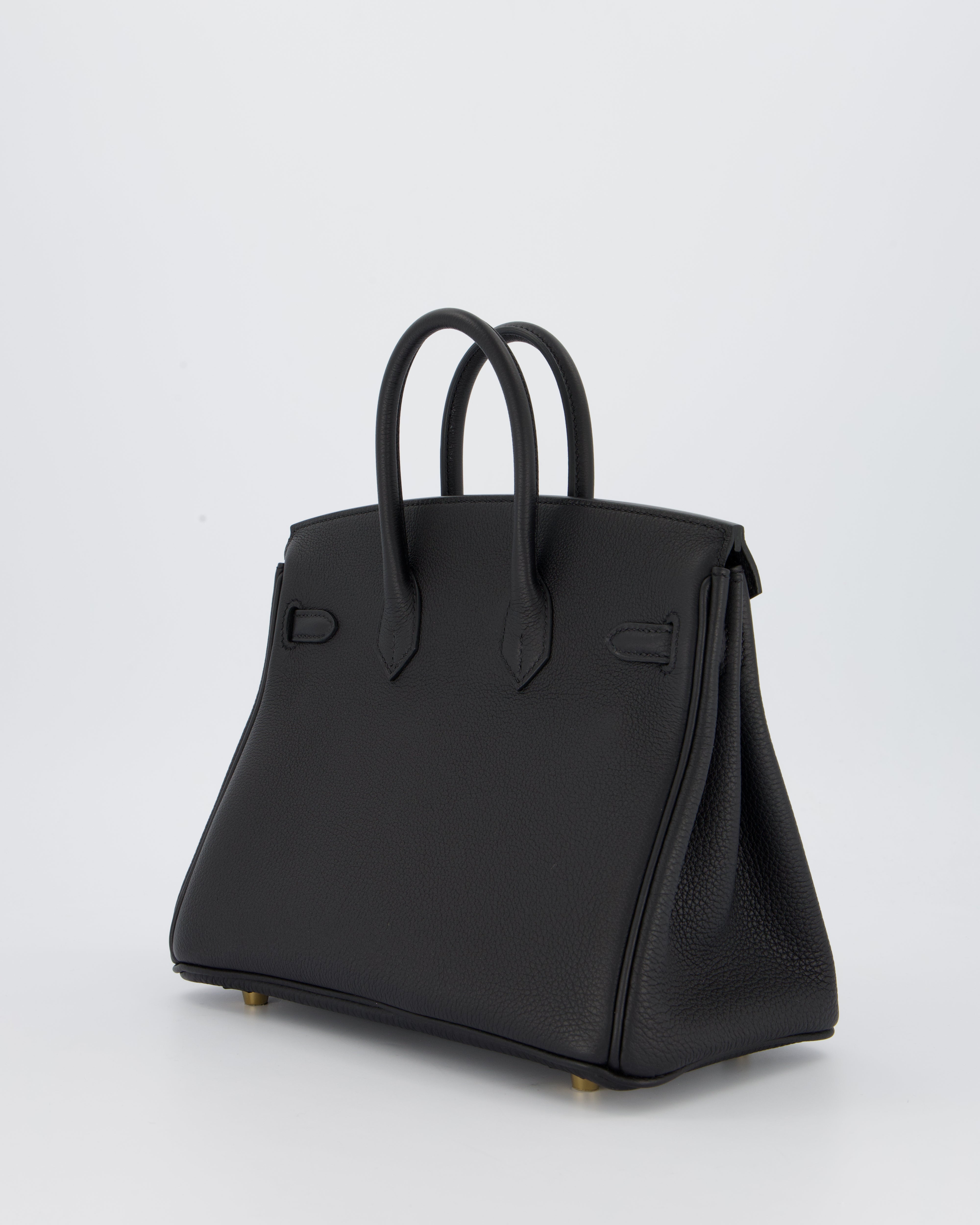*SUPER RARE* Hermès Birkin 25 Retourne Bag in Noir Togo Leather with Permabrass Hardware