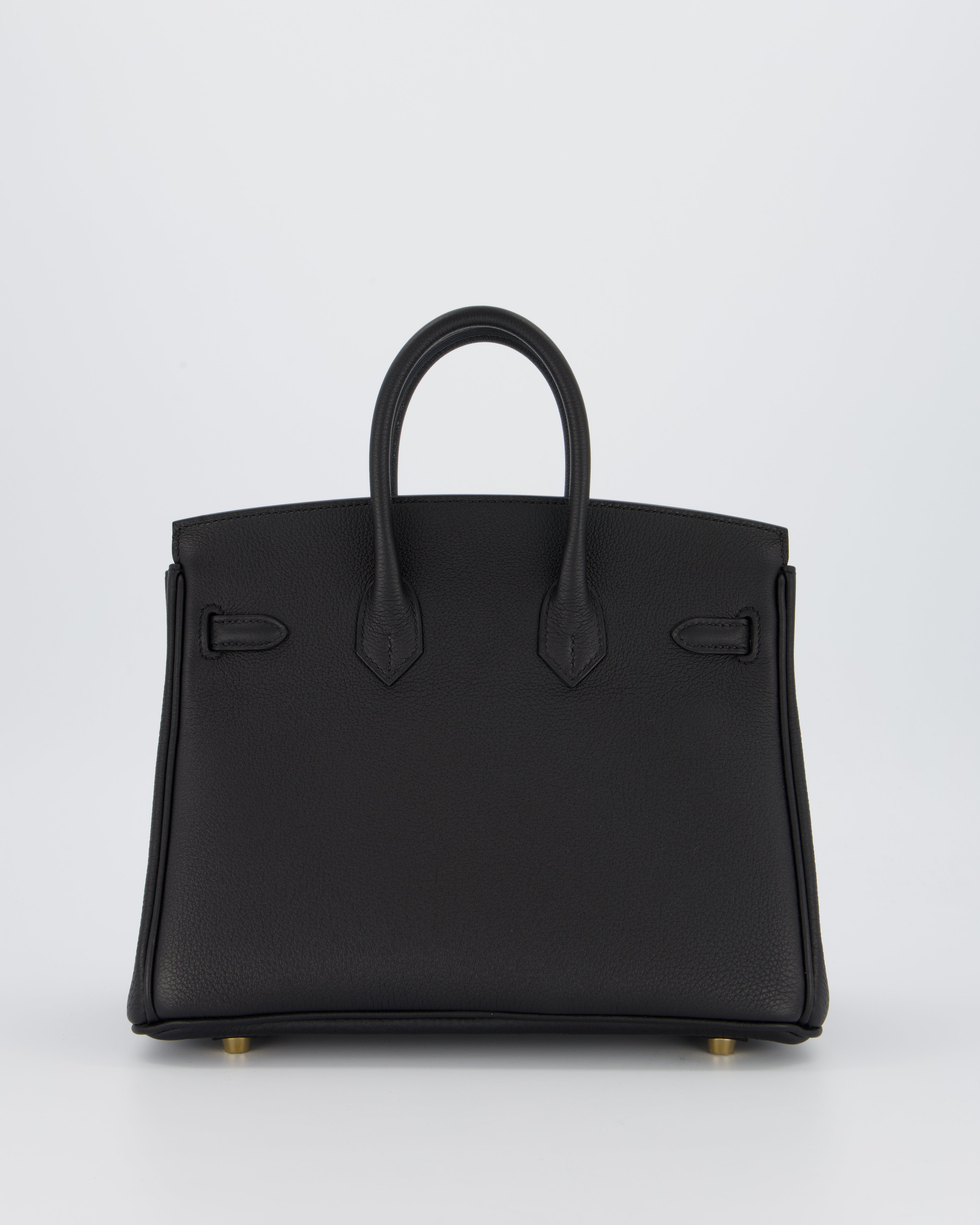 *SUPER RARE* Hermès Birkin 25 Retourne Bag in Noir Togo Leather with Permabrass Hardware