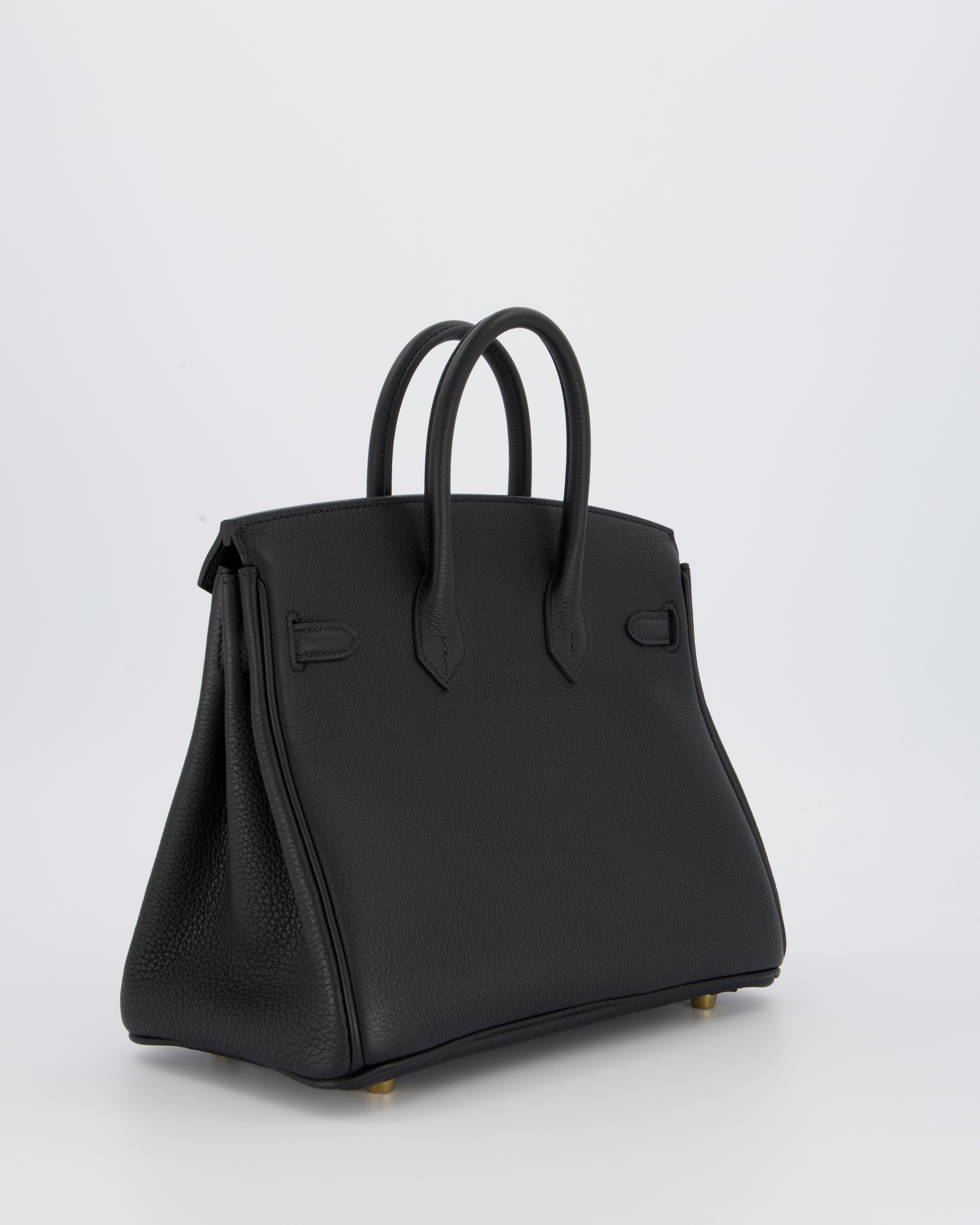 *SUPER RARE* Hermès Birkin 25 Retourne Bag in Noir Togo Leather with Permabrass Hardware