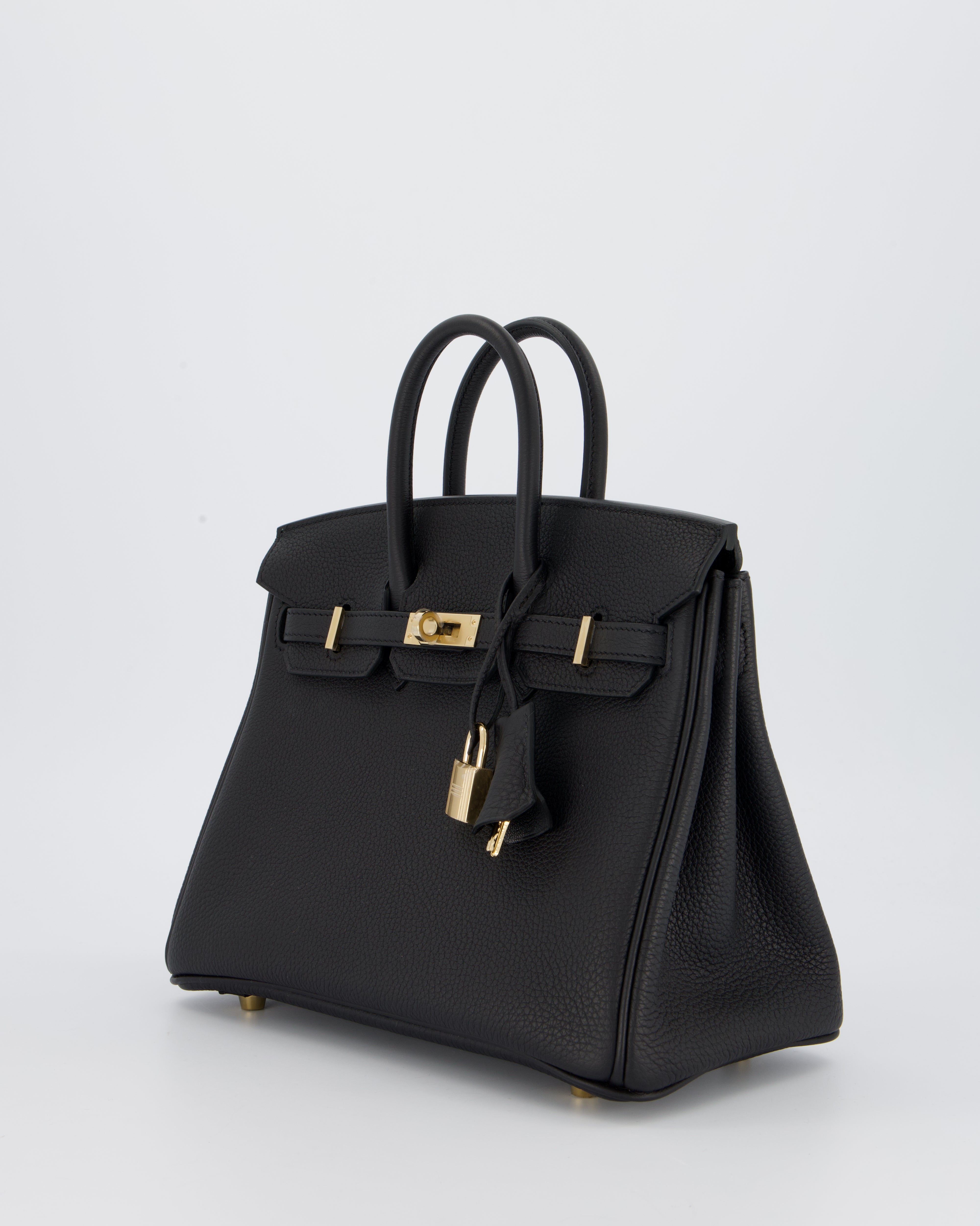 *SUPER RARE* Hermès Birkin 25 Retourne Bag in Noir Togo Leather with Permabrass Hardware