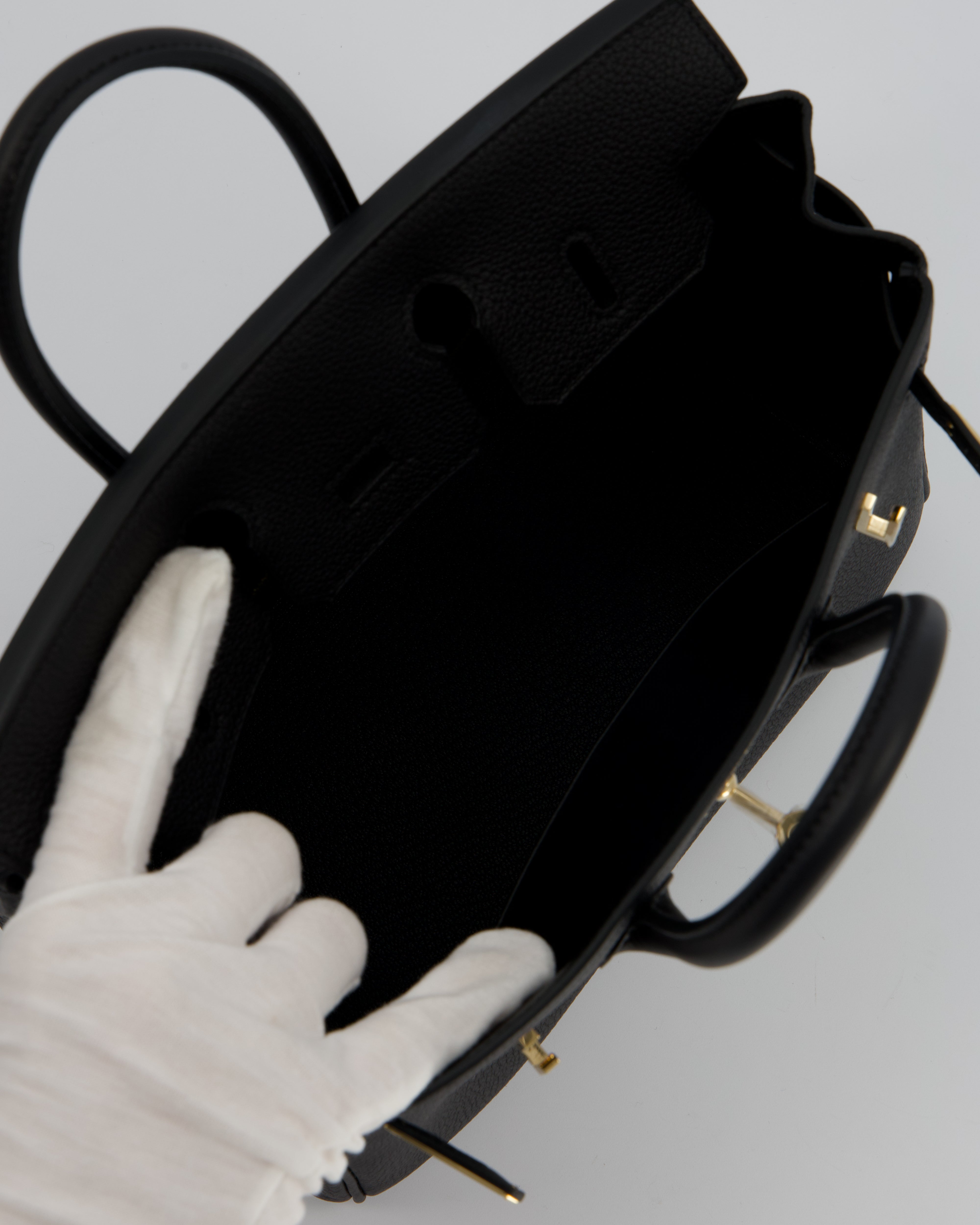 *SUPER RARE* Hermès Birkin 25 Retourne Bag in Noir Togo Leather with Permabrass Hardware