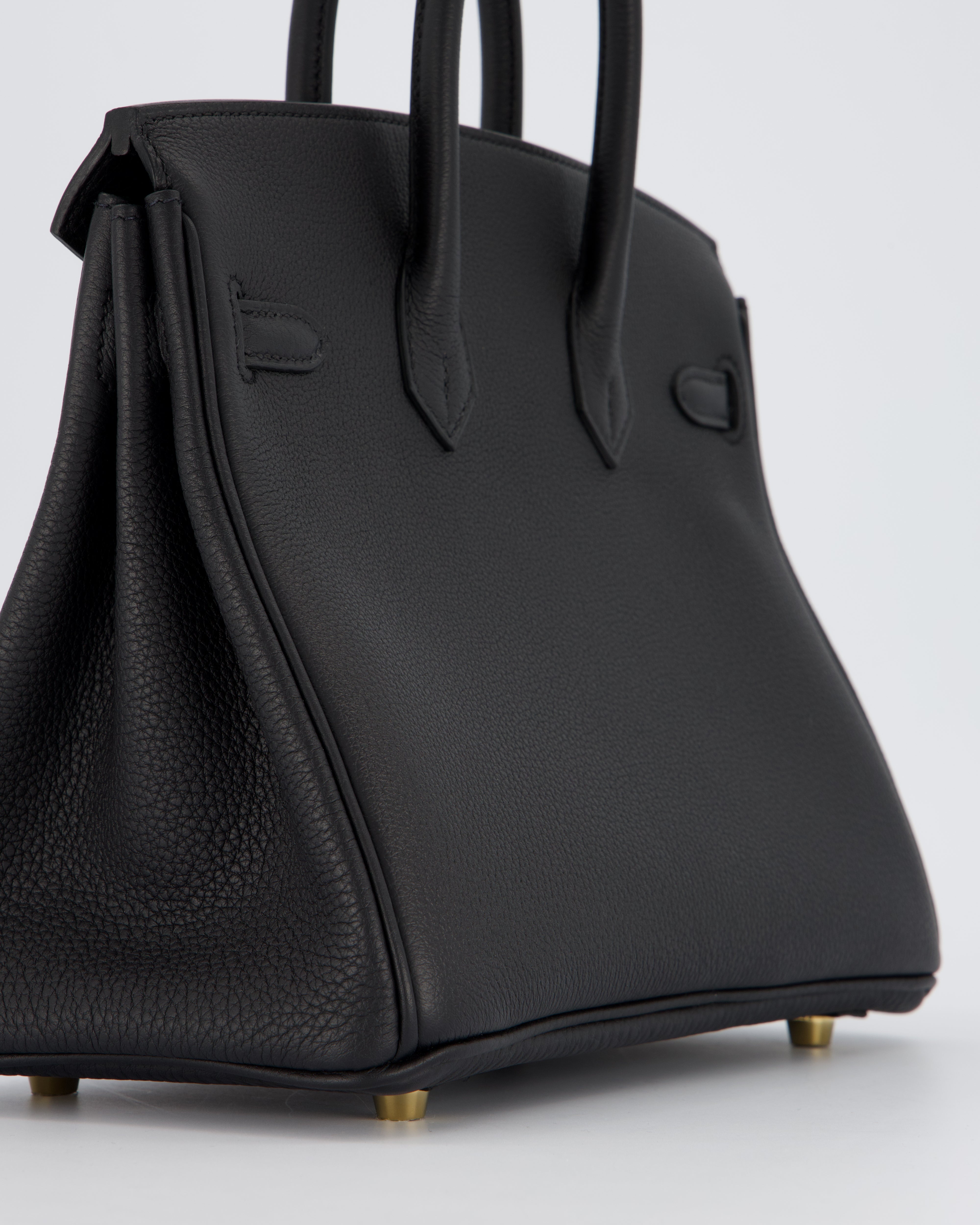 *SUPER RARE* Hermès Birkin 25 Retourne Bag in Noir Togo Leather with Permabrass Hardware