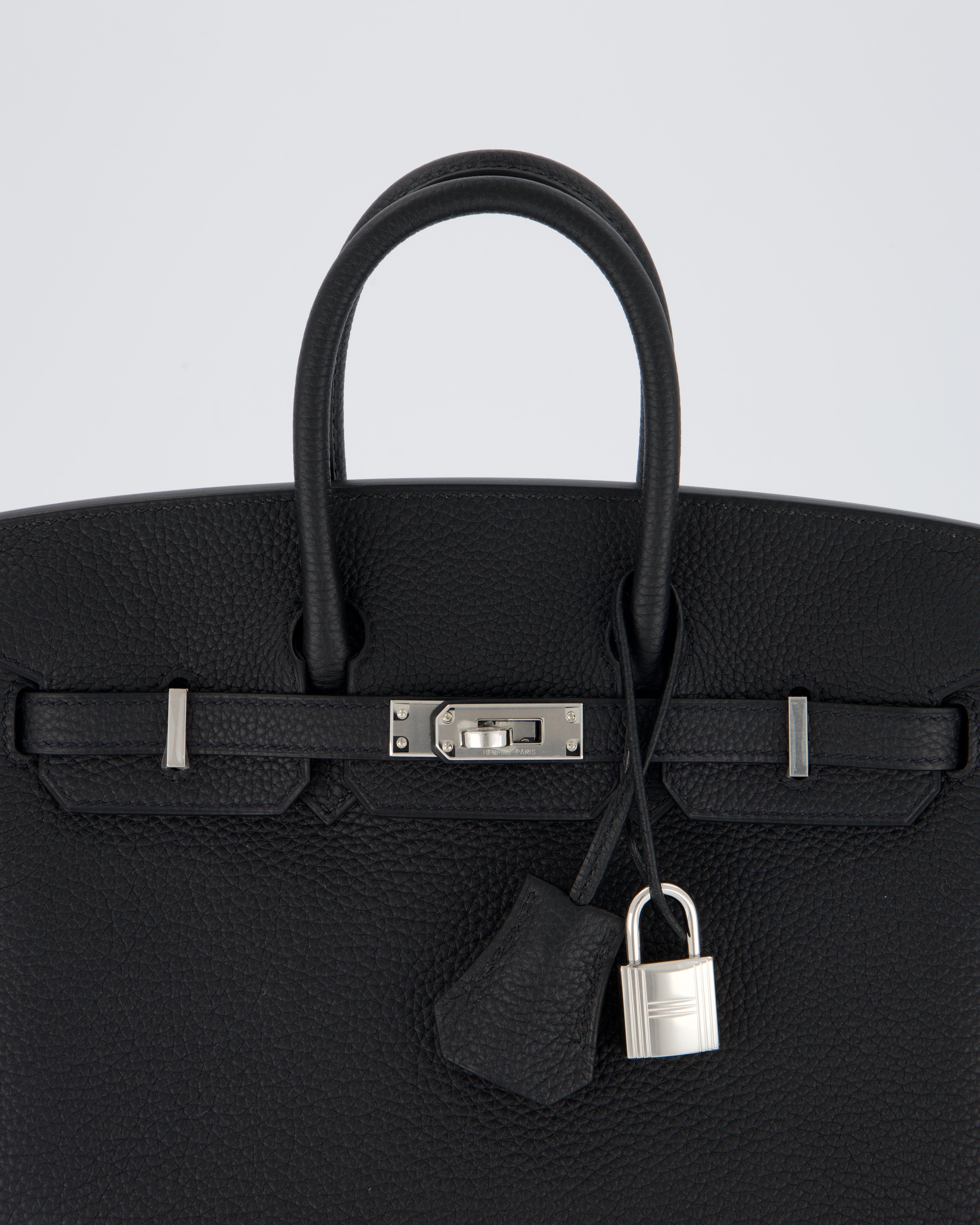 *VERY RARE* Hermès Birkin 25 Retourne Bag in Noir Togo Leather with Palladium Hardware