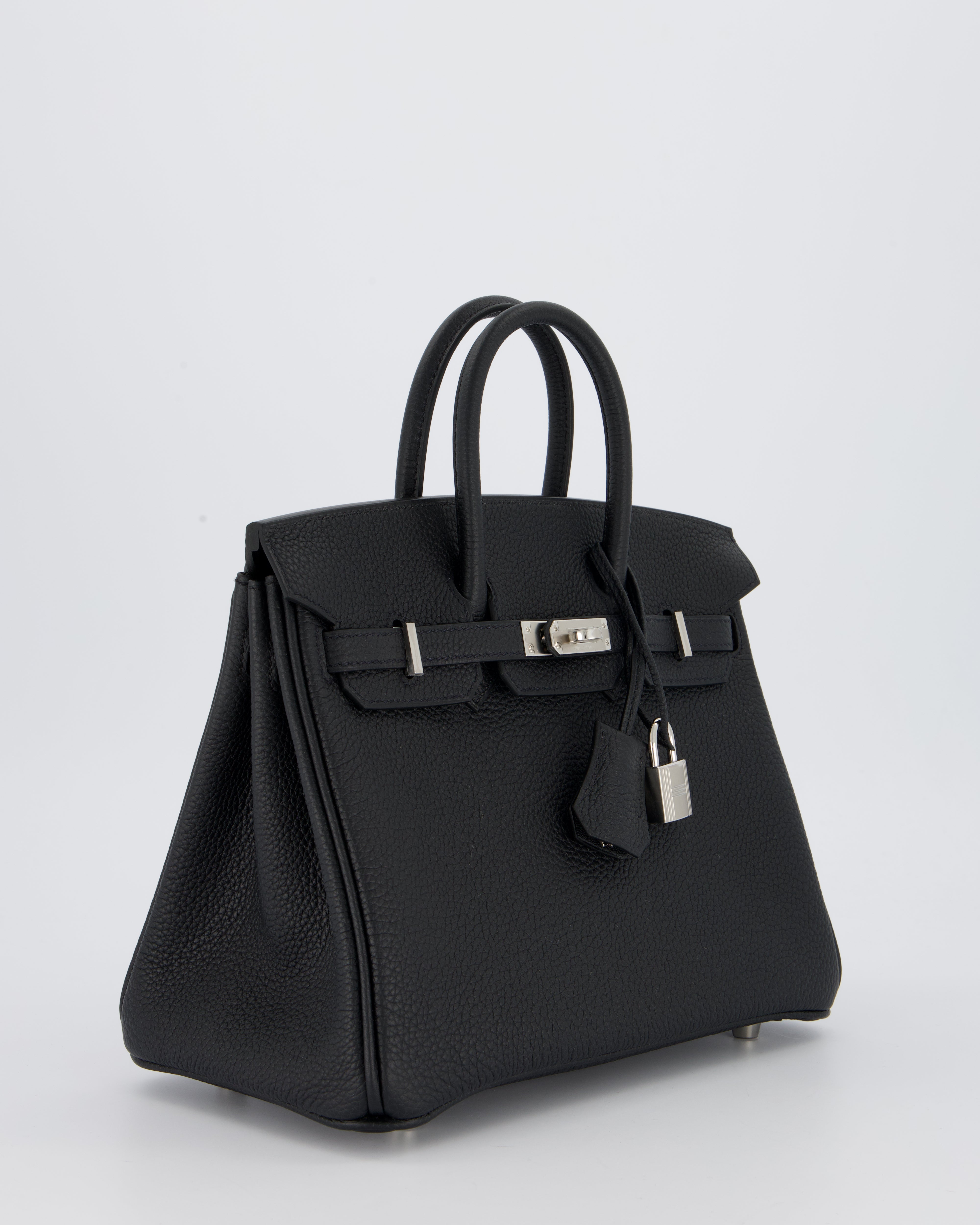 *VERY RARE* Hermès Birkin 25 Retourne Bag in Noir Togo Leather with Palladium Hardware