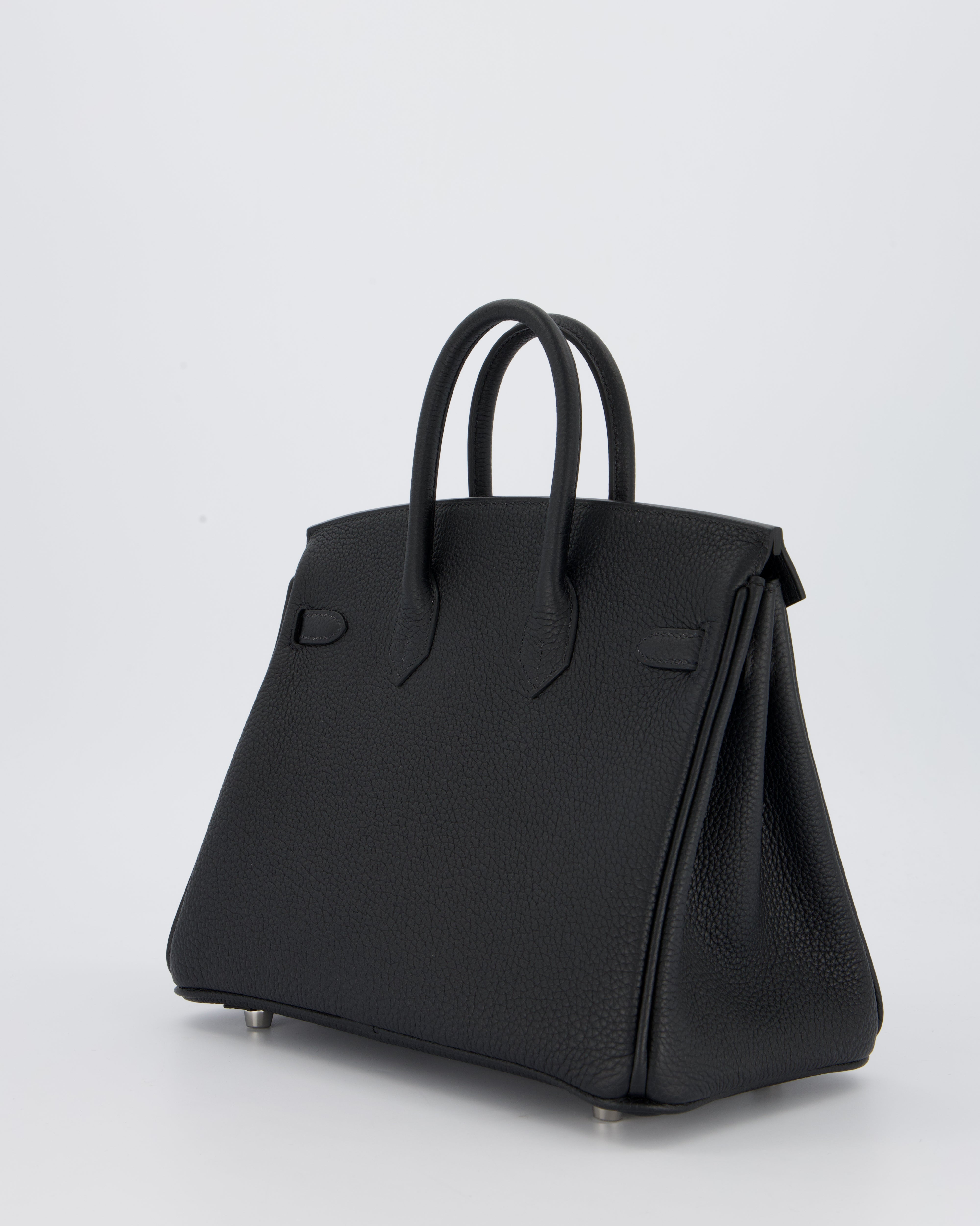 *VERY RARE* Hermès Birkin 25 Retourne Bag in Noir Togo Leather with Palladium Hardware