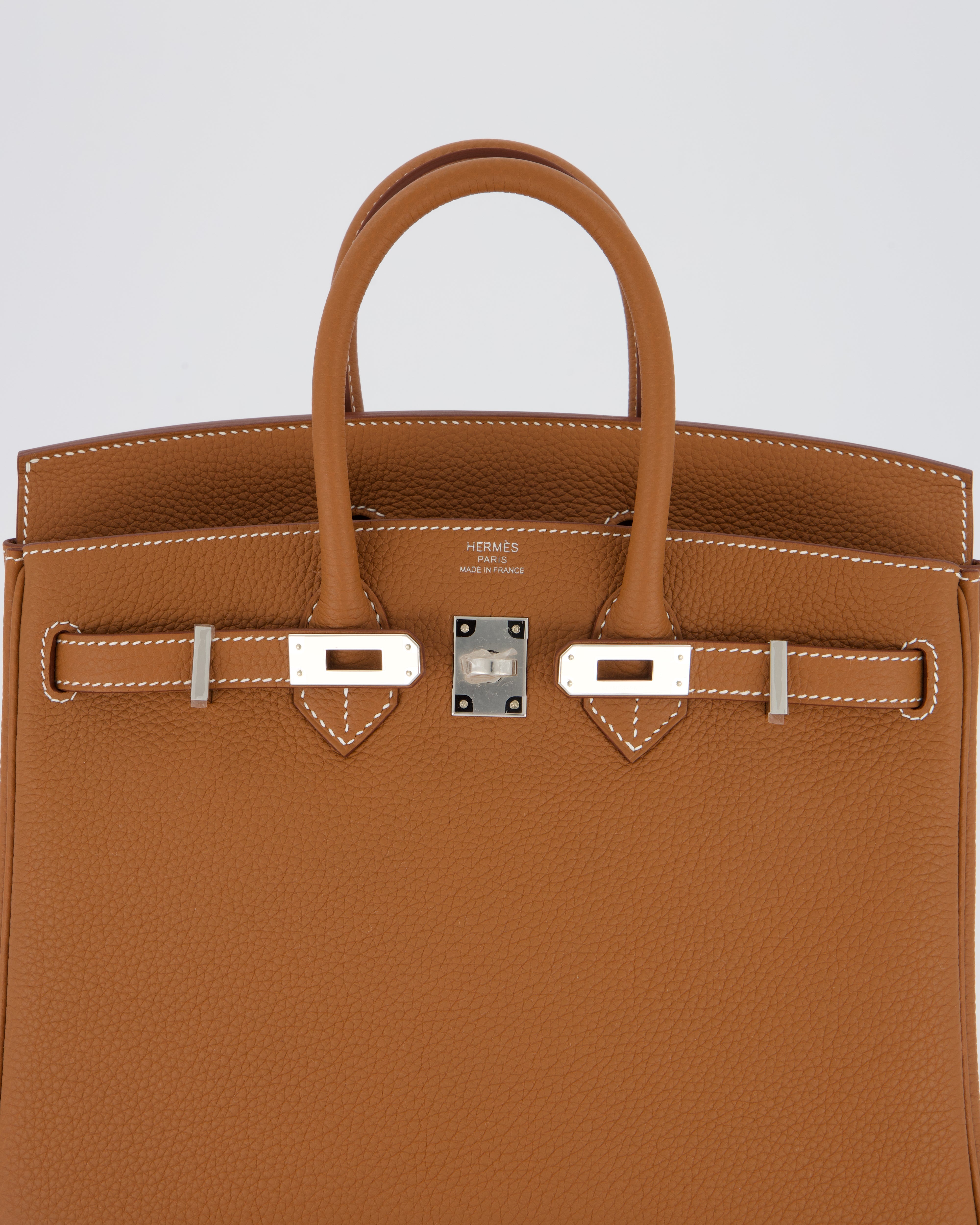 Hermès Birkin 25 Retourne Bag in Gold Togo Leather with Palladium Hardware