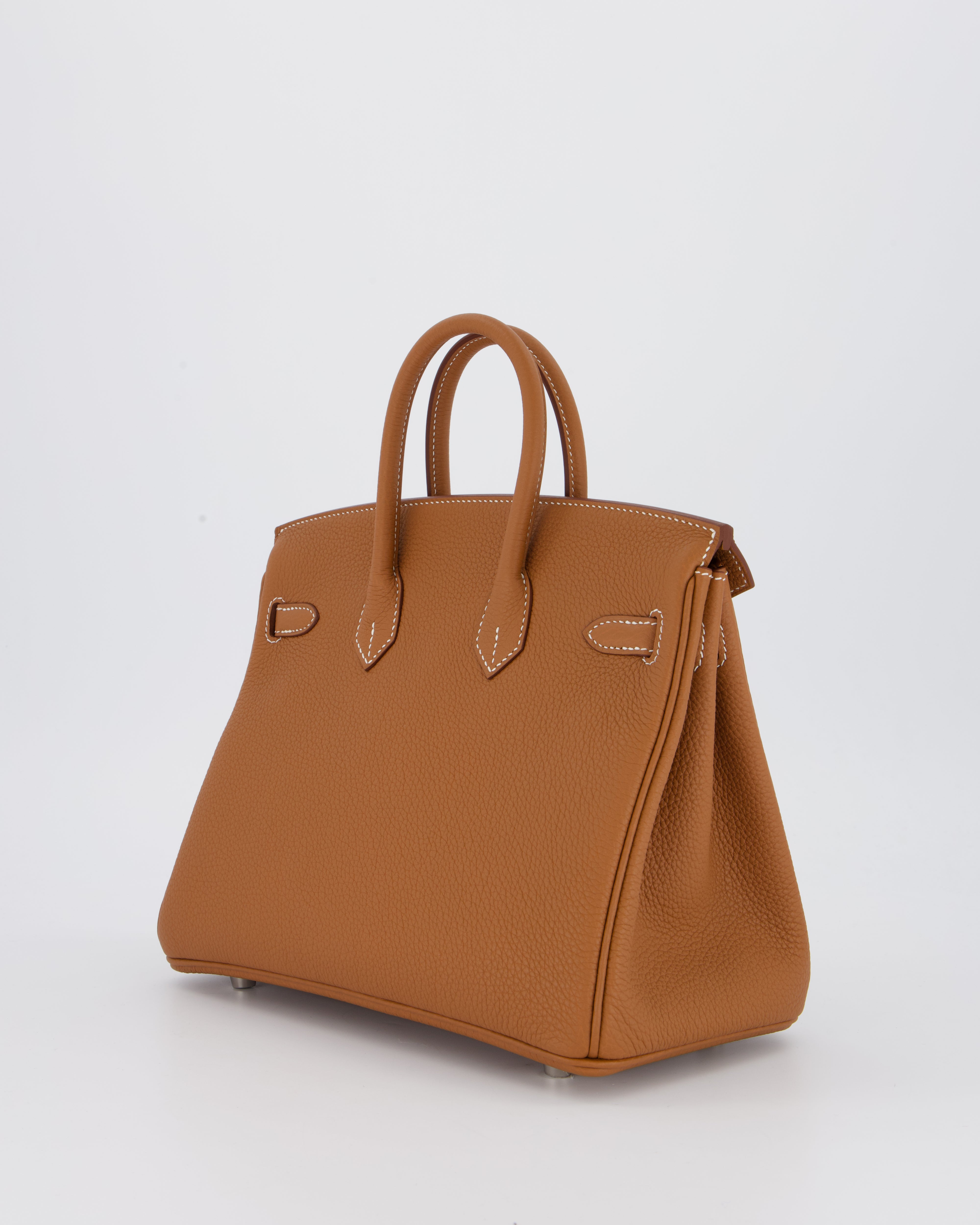 Hermès Birkin 25 Retourne Bag in Gold Togo Leather with Palladium Hardware