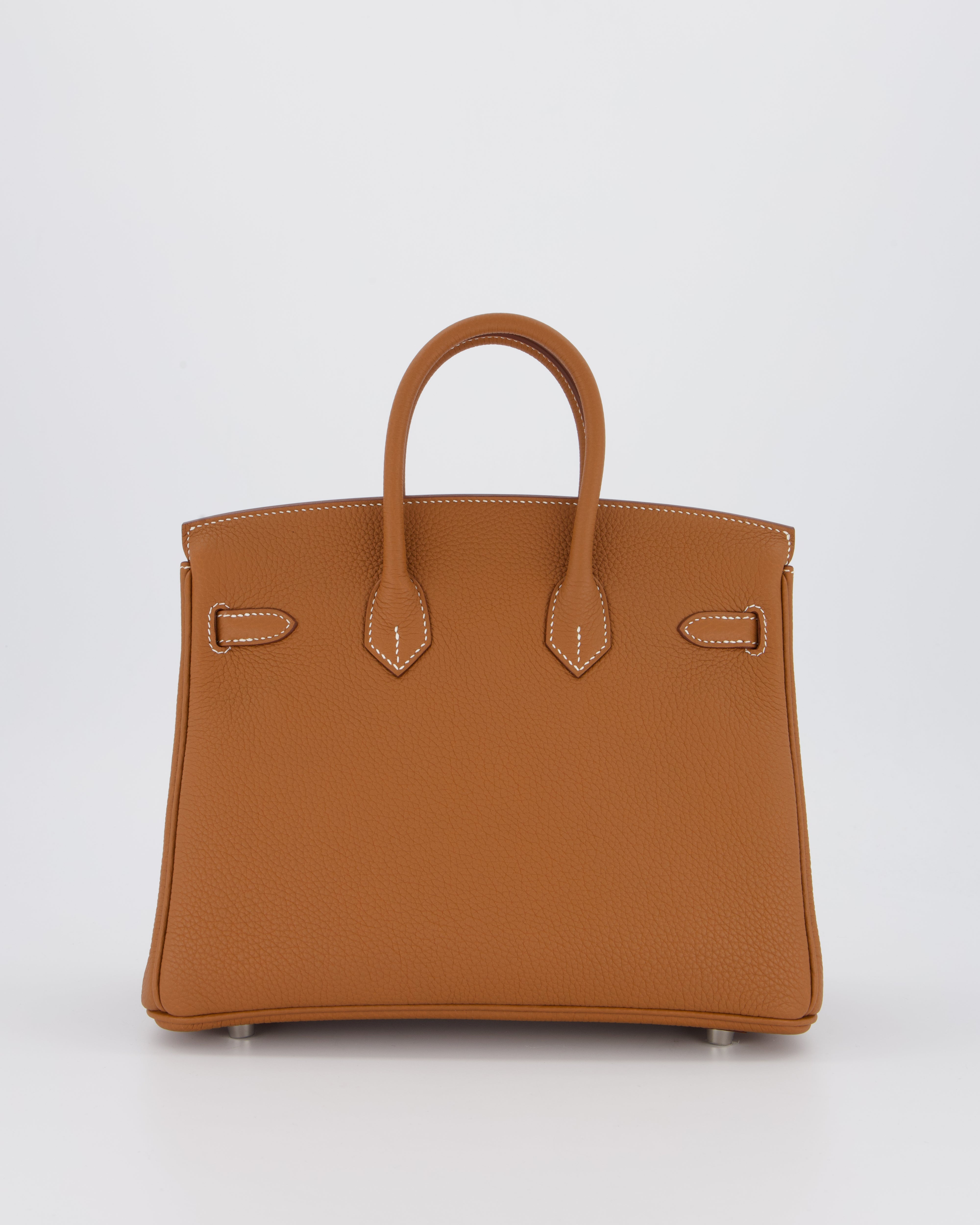 Hermès Birkin 25 Retourne Bag in Gold Togo Leather with Palladium Hardware