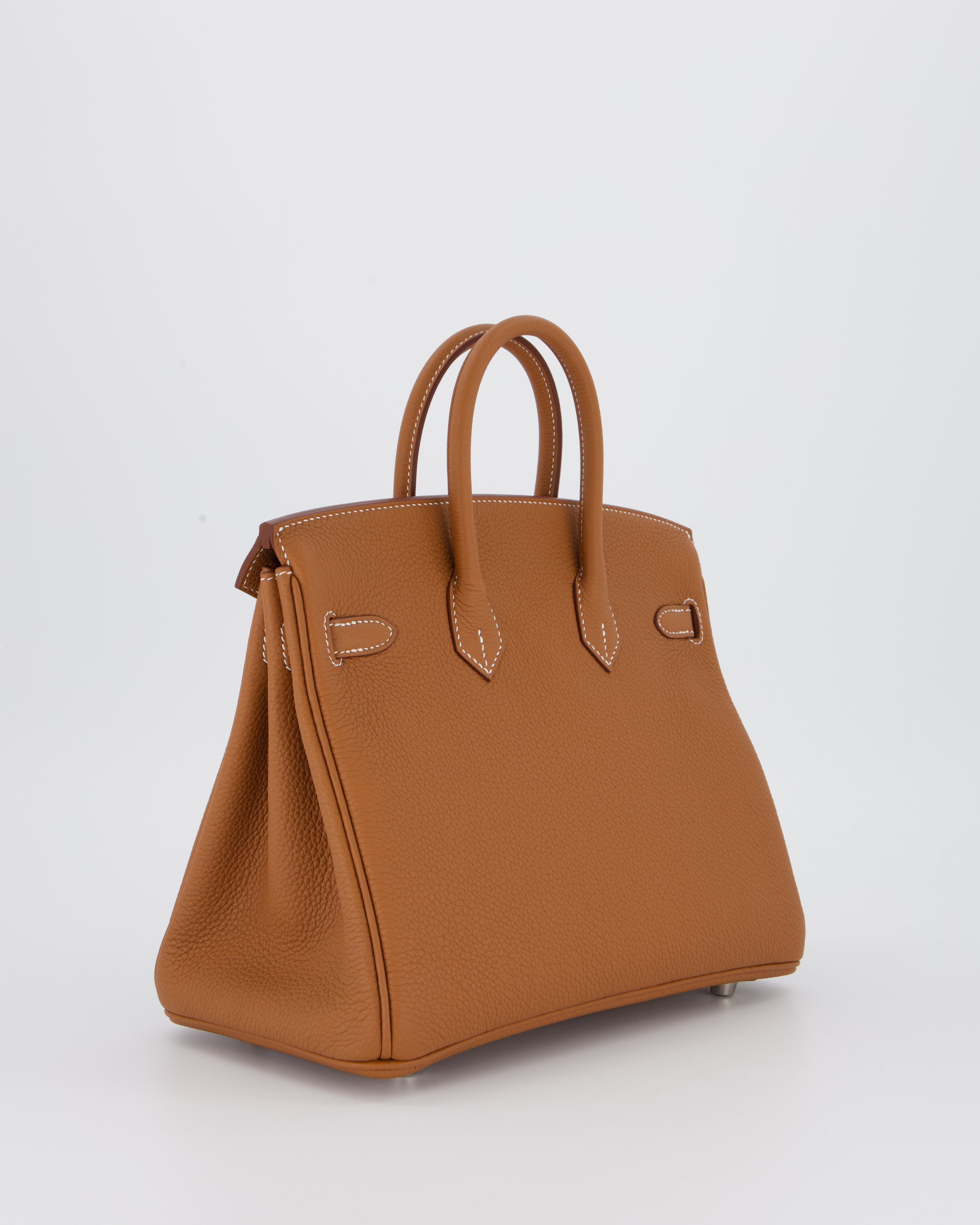 Hermès Birkin 25 Retourne Bag in Gold Togo Leather with Palladium Hardware