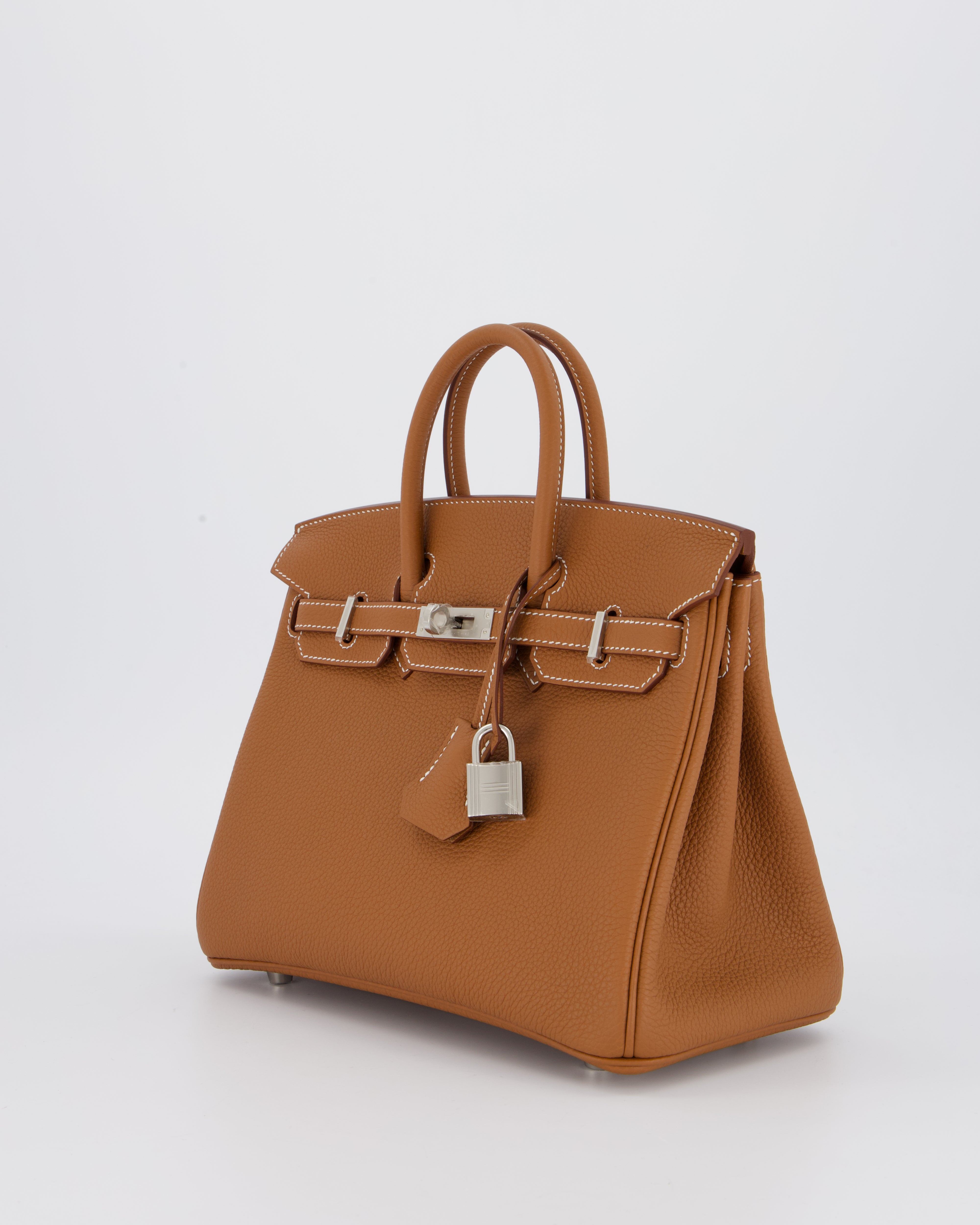 Hermès Birkin 25 Retourne Bag in Gold Togo Leather with Palladium Hardware