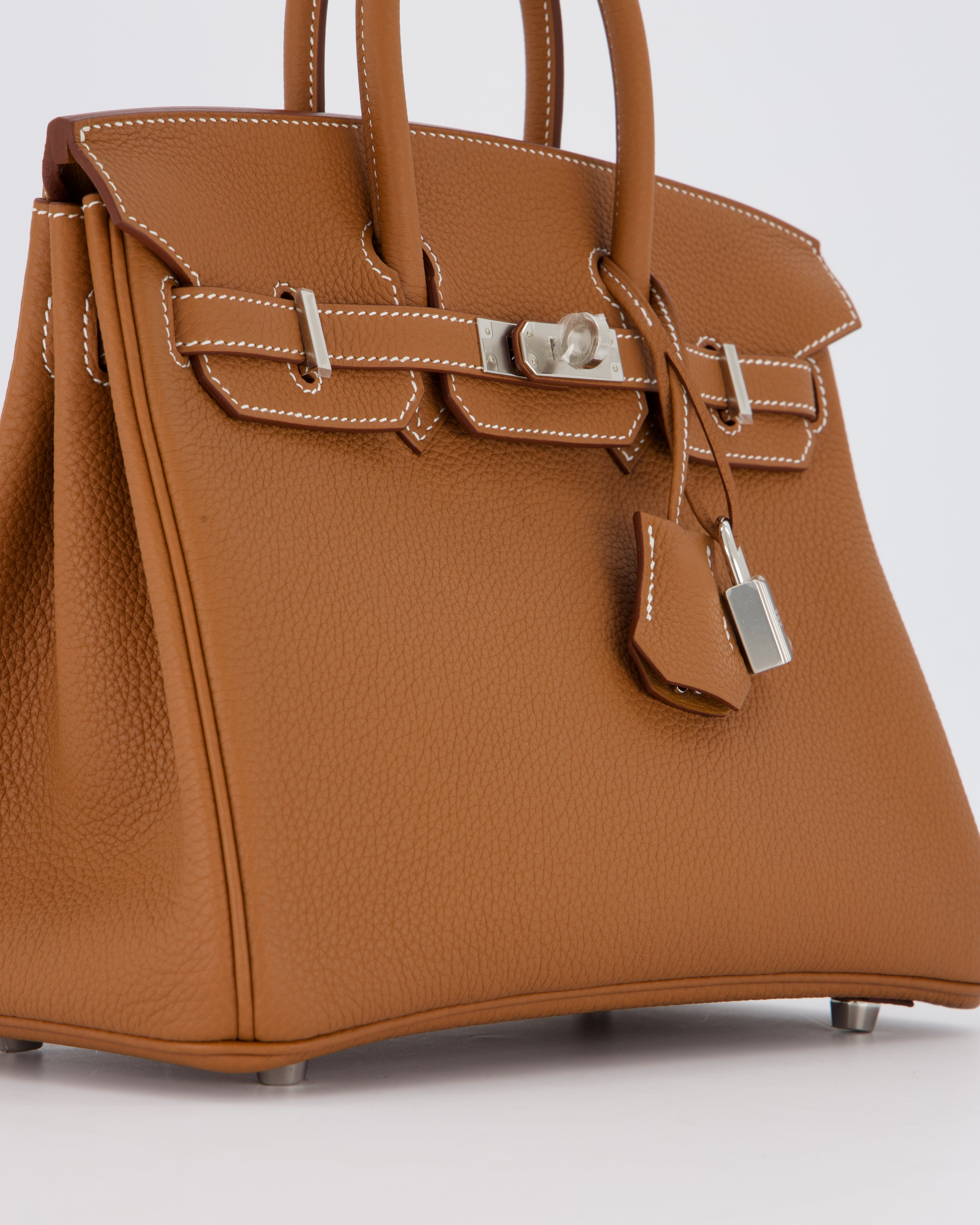 Hermès Birkin 25 Retourne Bag in Gold Togo Leather with Palladium Hardware