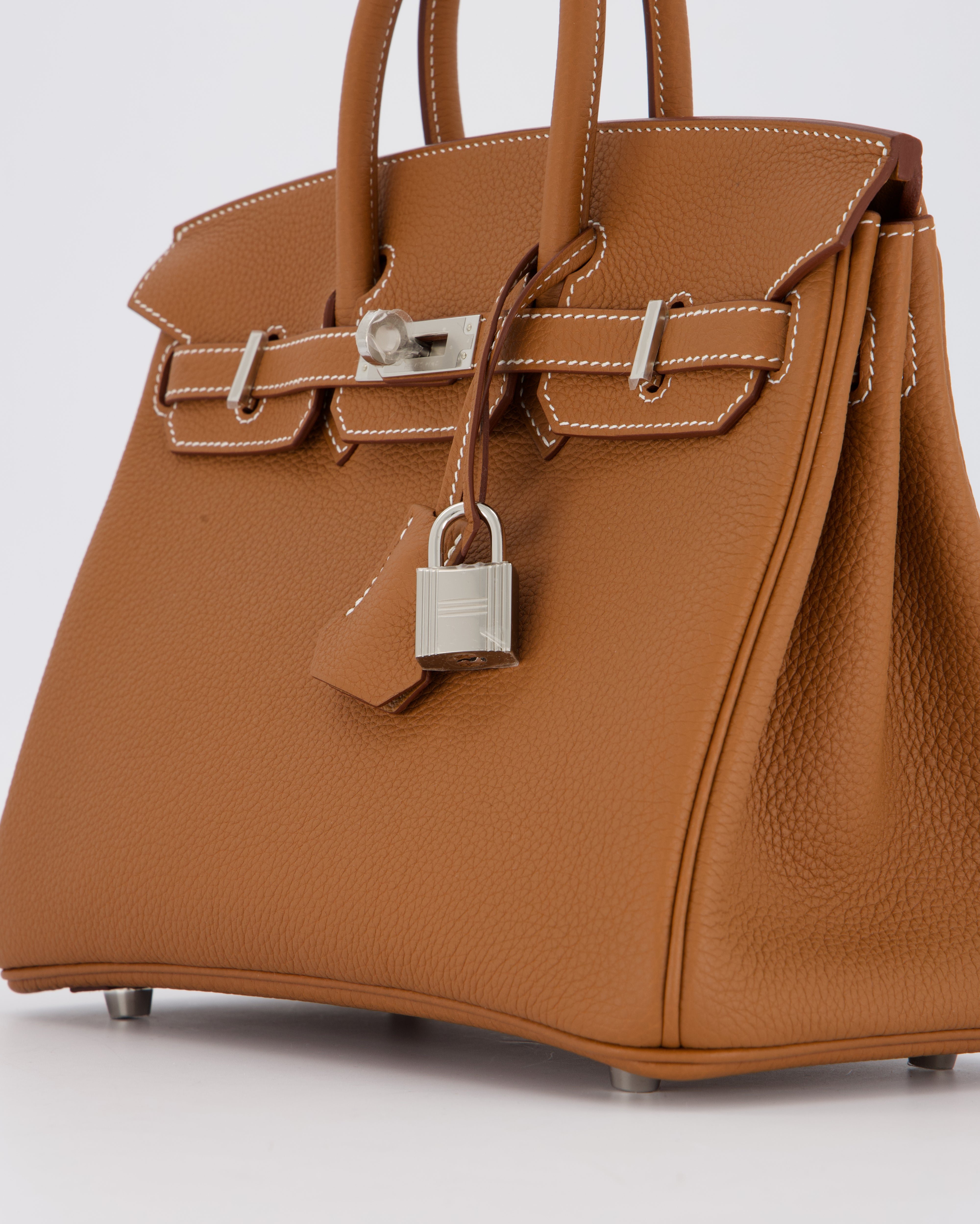 Hermès Birkin 25 Retourne Bag in Gold Togo Leather with Palladium Hardware