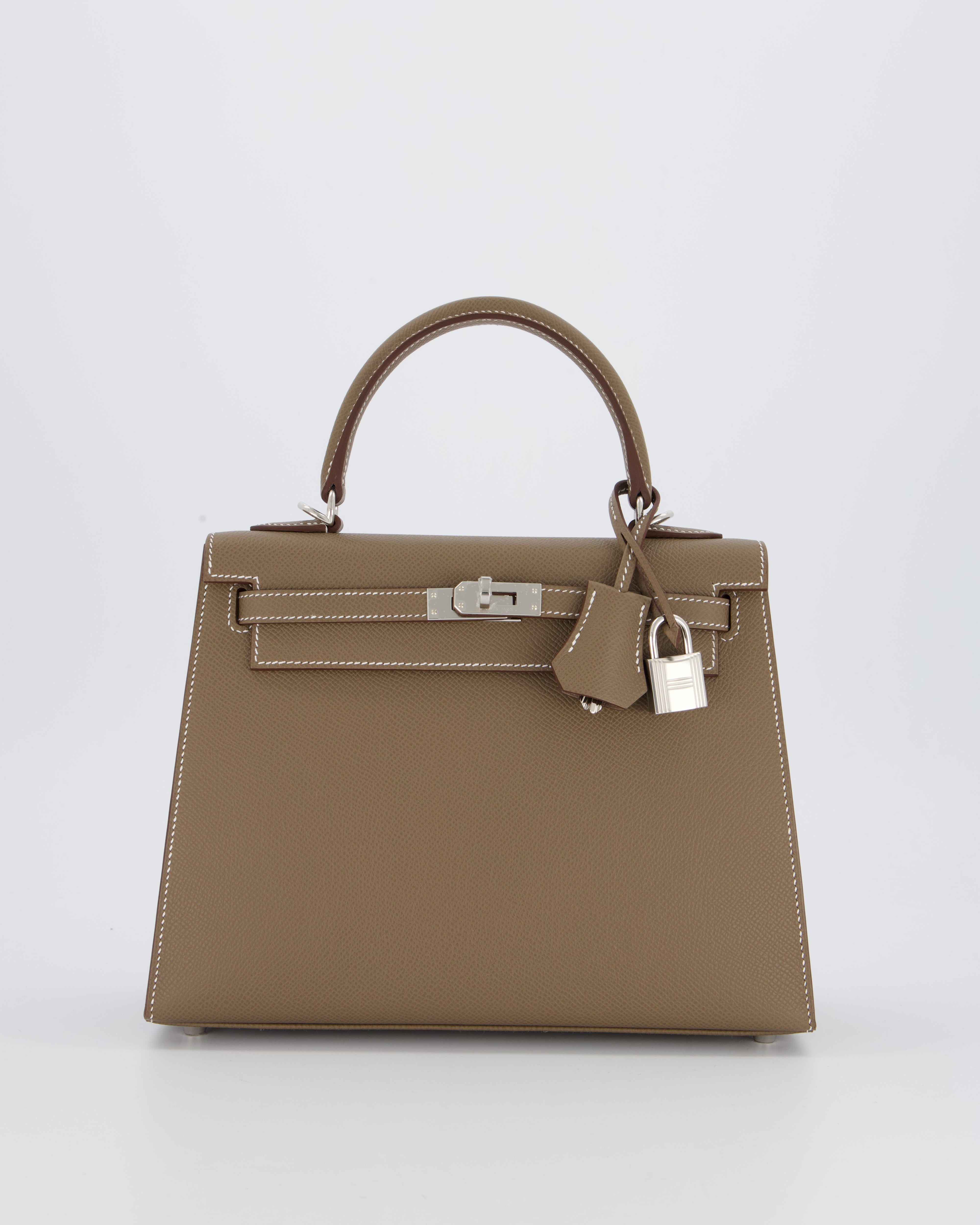 Hermès Kelly 25 Sellier Bag in Etoupe Epsom Leather with Palladium Hardware