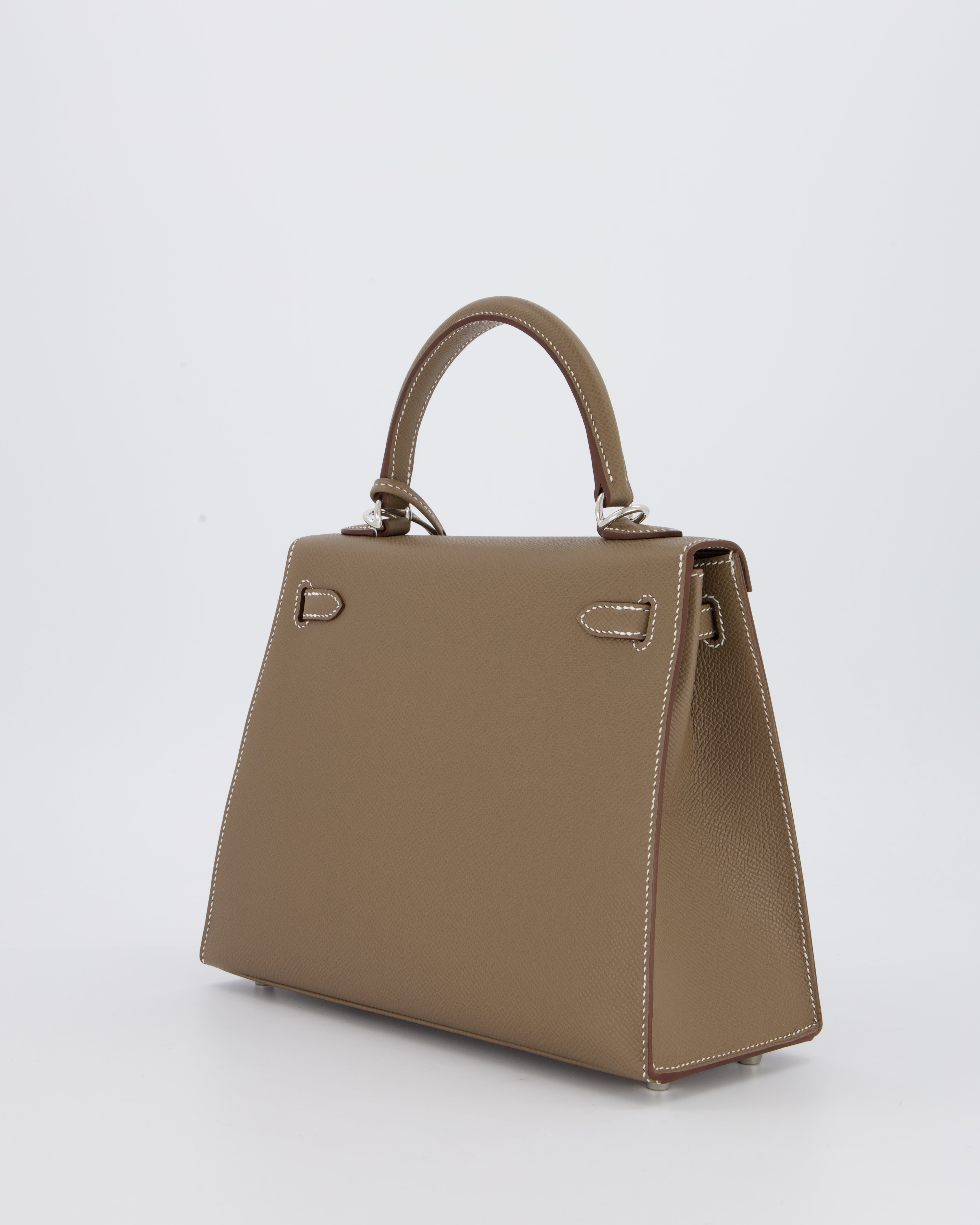Hermès Kelly 25 Sellier Bag in Etoupe Epsom Leather with Palladium Hardware