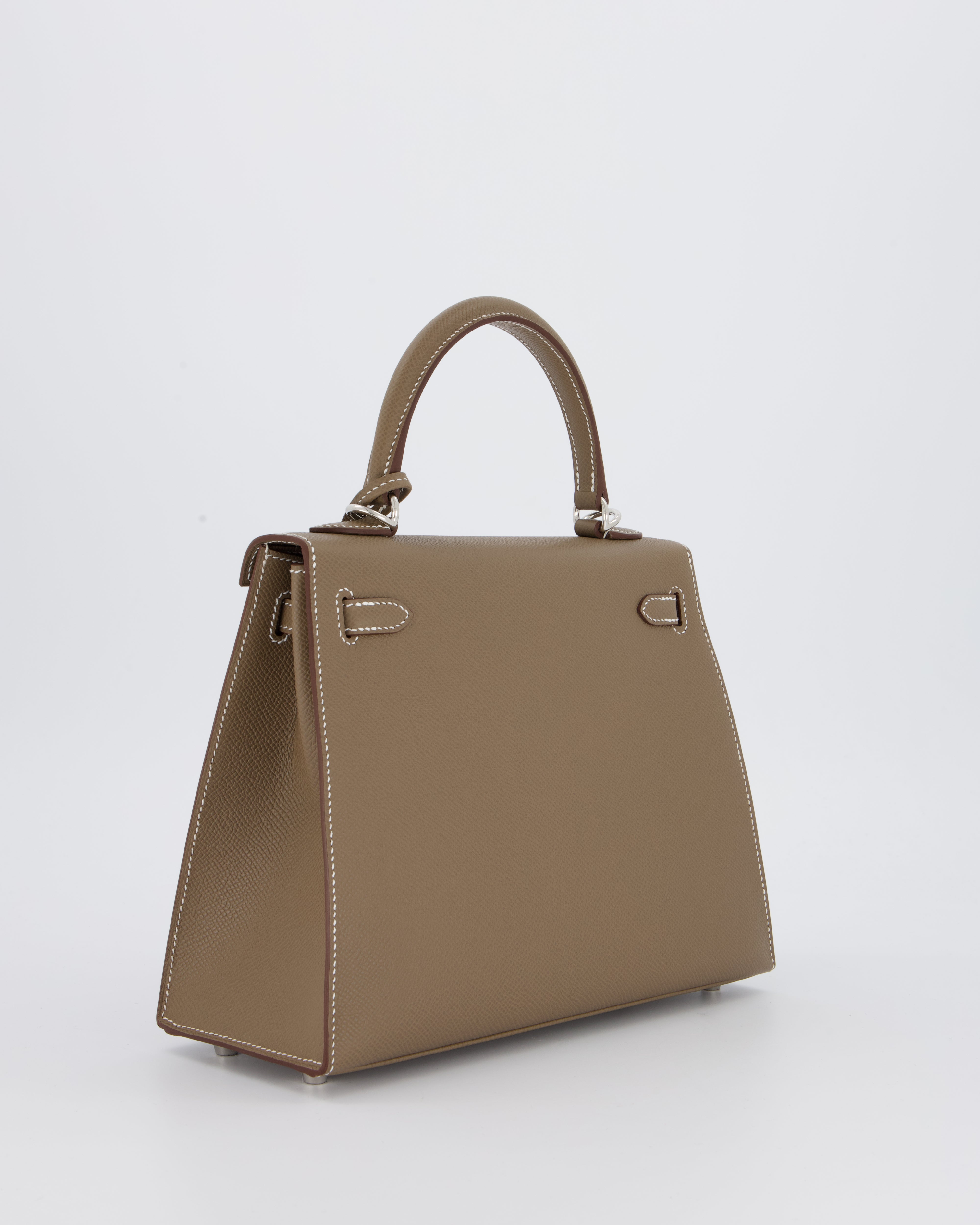 Hermès Kelly 25 Sellier Bag in Etoupe Epsom Leather with Palladium Hardware