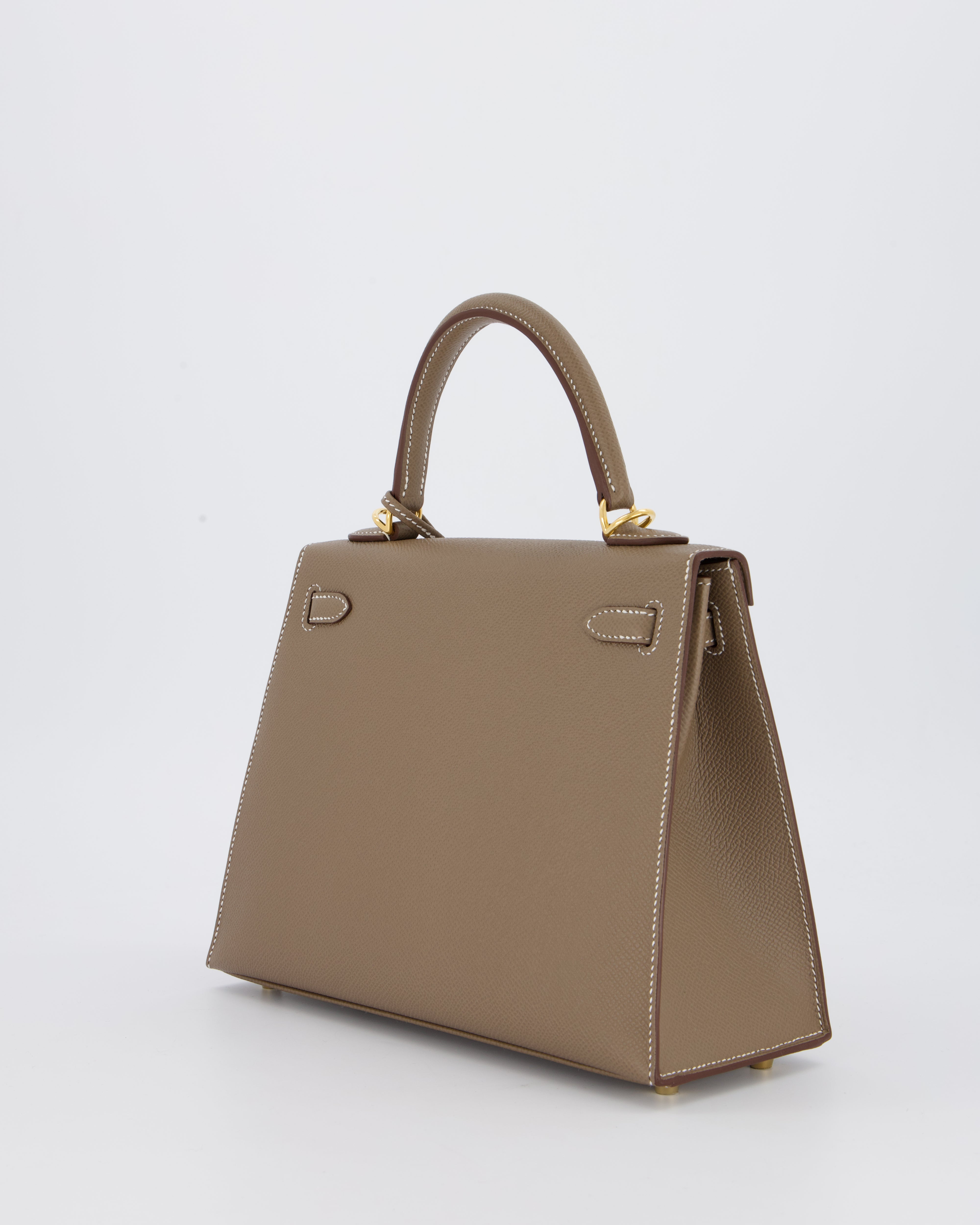 Hermès Kelly 25 Sellier in Etoupe Epsom Leather with Gold Hardware