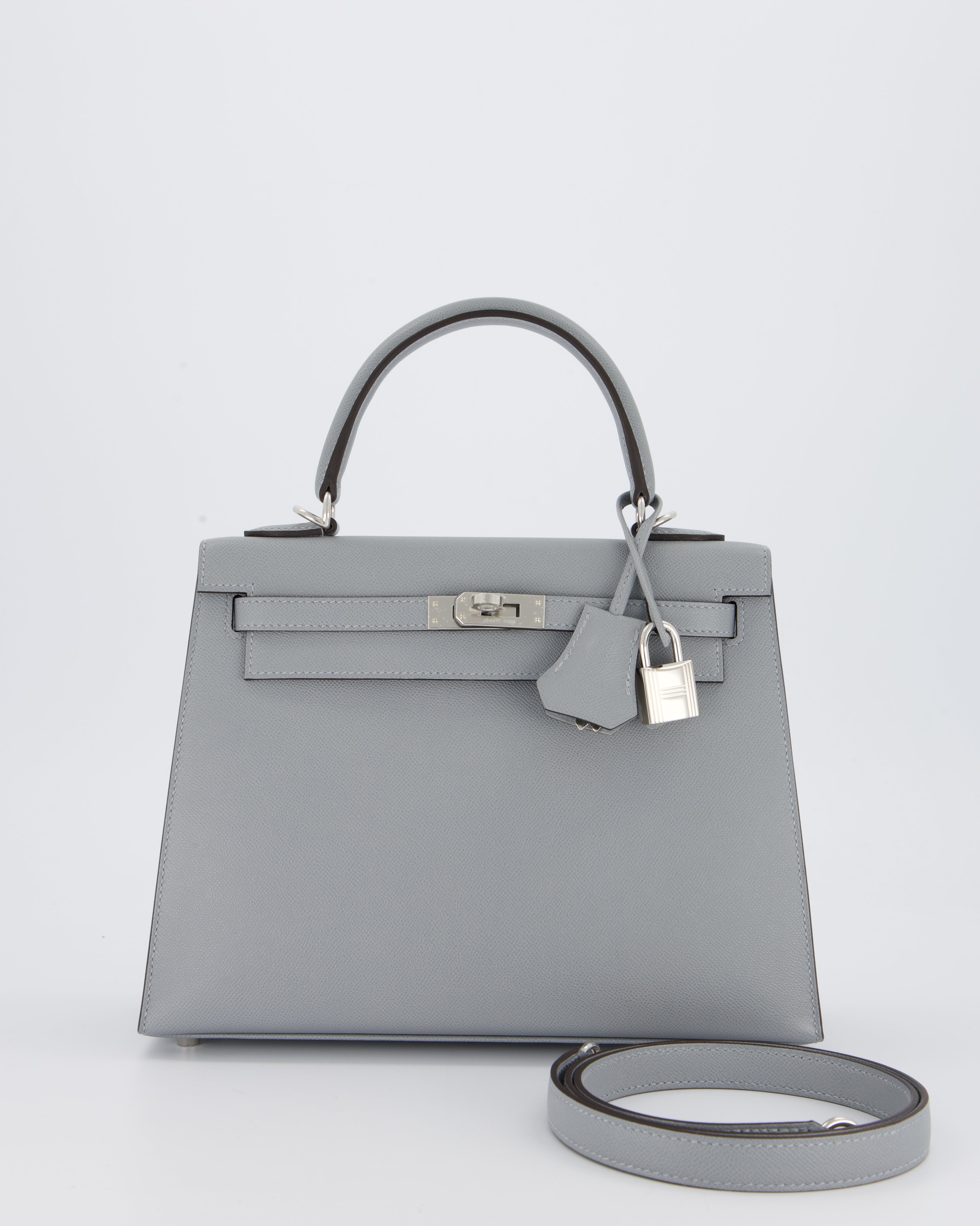 Hermès Kelly 25 Sellier Bag in Gris Pantin Epsom Leather with Palladium Hardware