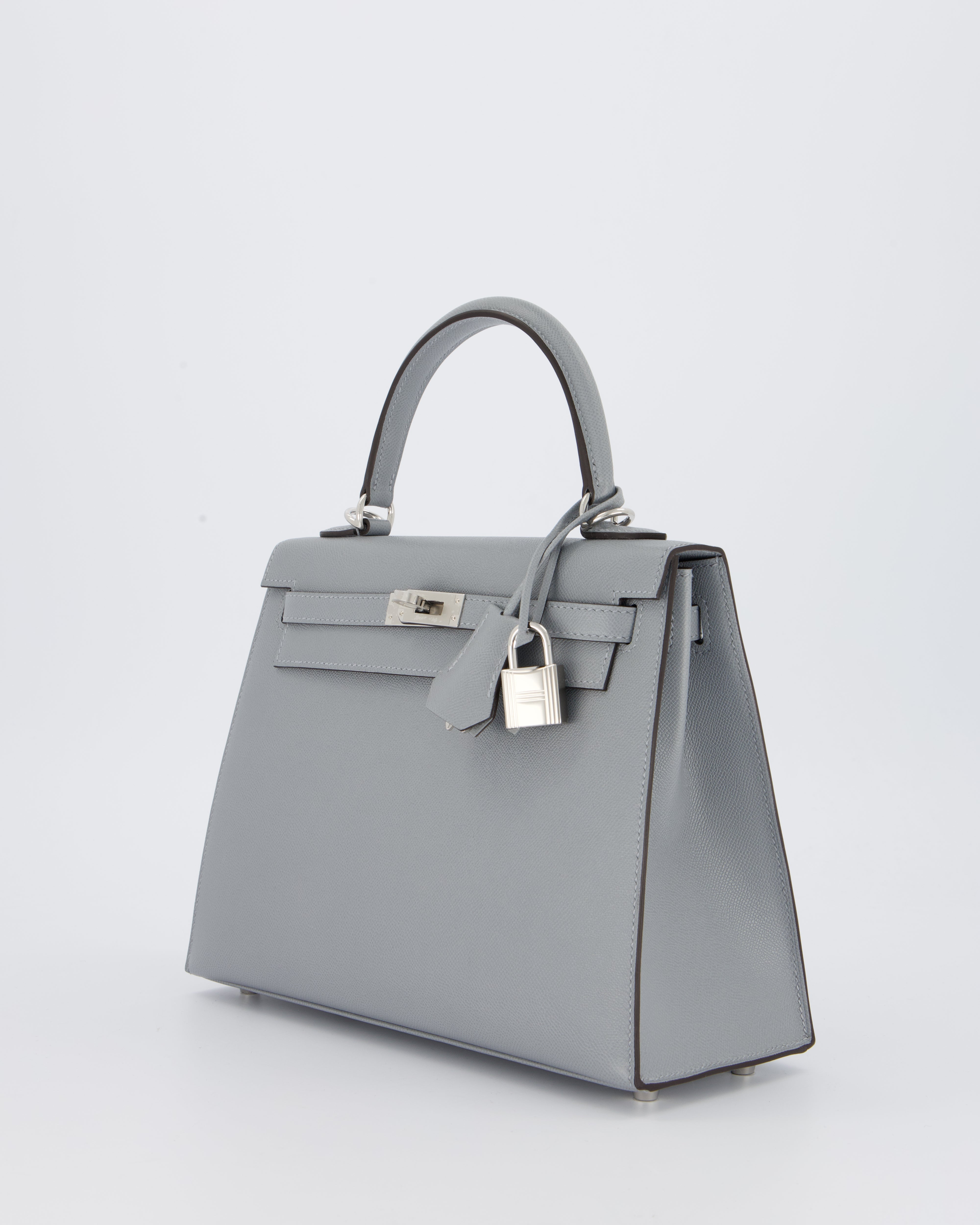 Hermès Kelly 25 Sellier Bag in Gris Pantin Epsom Leather with Palladium Hardware