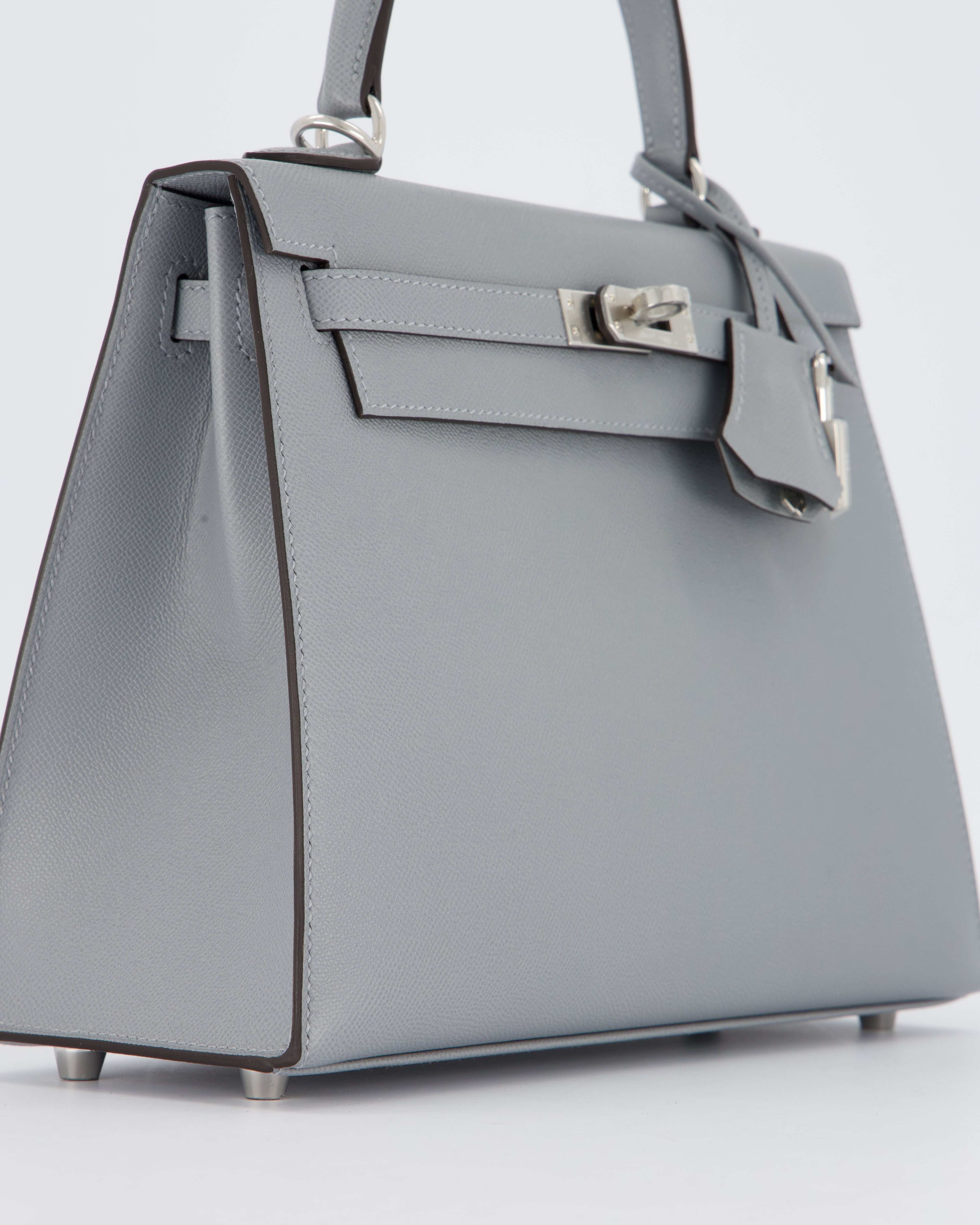 Hermès Kelly 25 Sellier Bag in Gris Pantin Epsom Leather with Palladium Hardware