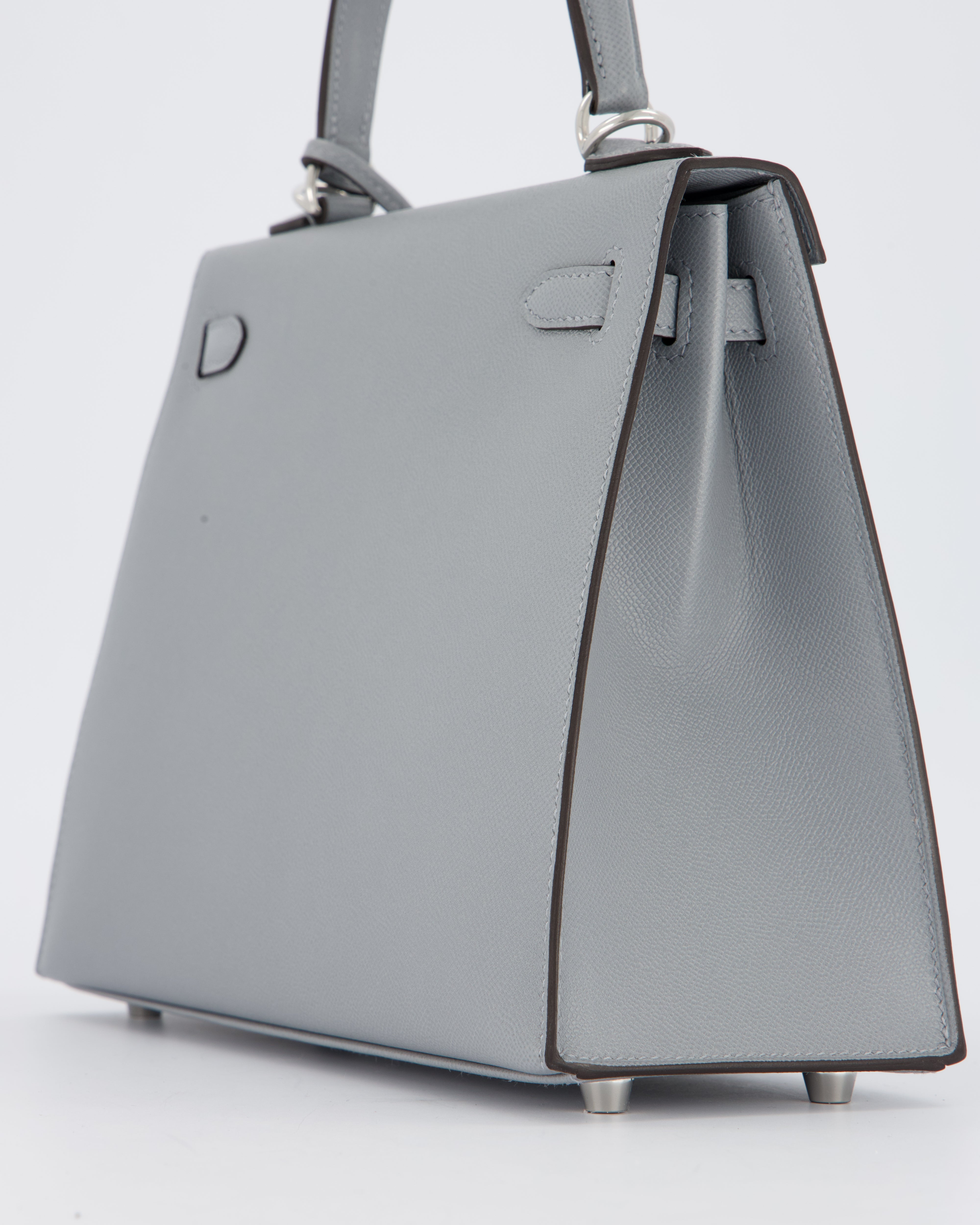 Hermès Kelly 25 Sellier Bag in Gris Pantin Epsom Leather with Palladium Hardware