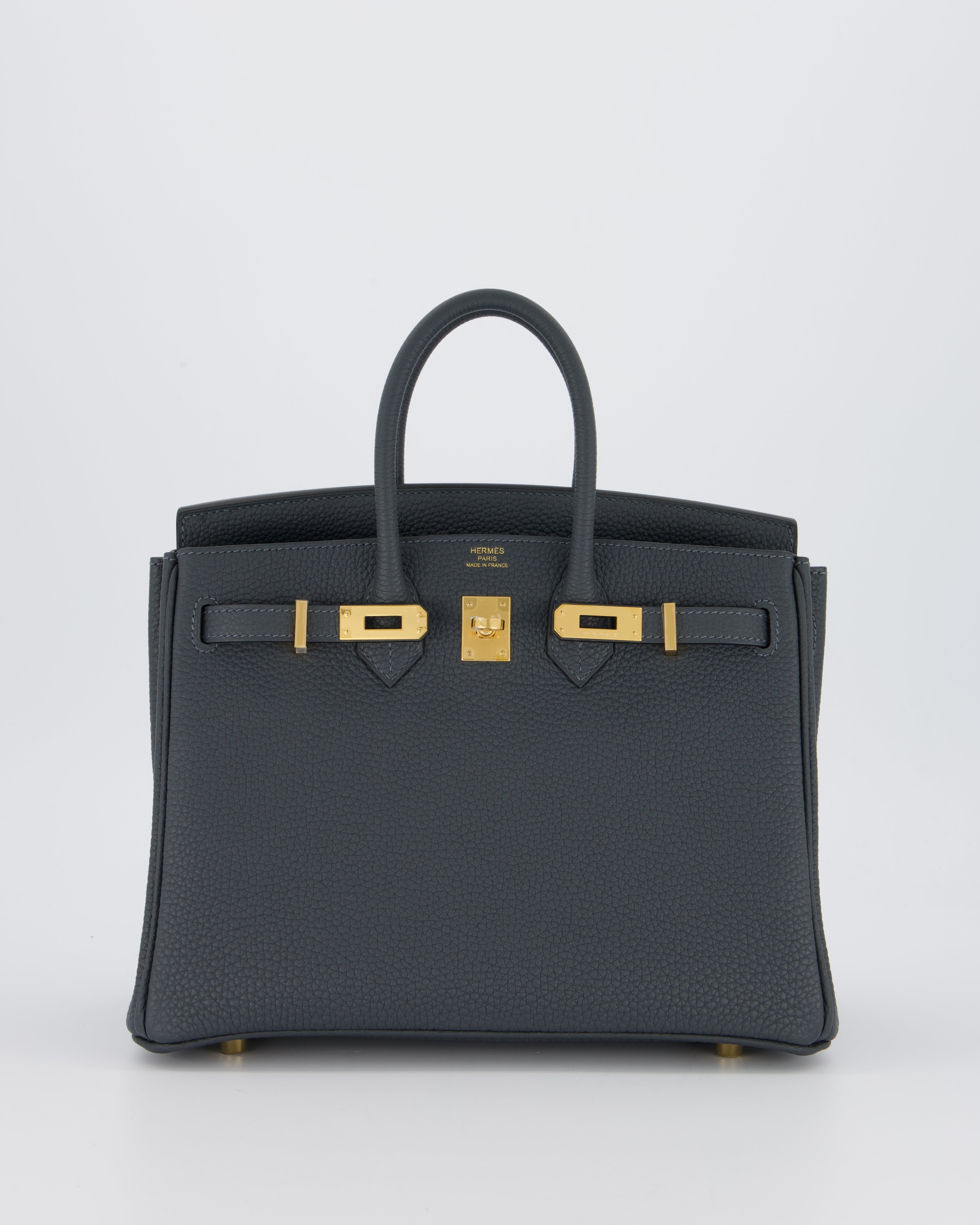 *RARE* Hermès Birkin 25 Retourne Bag in Gris Misty Togo Leather with Gold Hardware