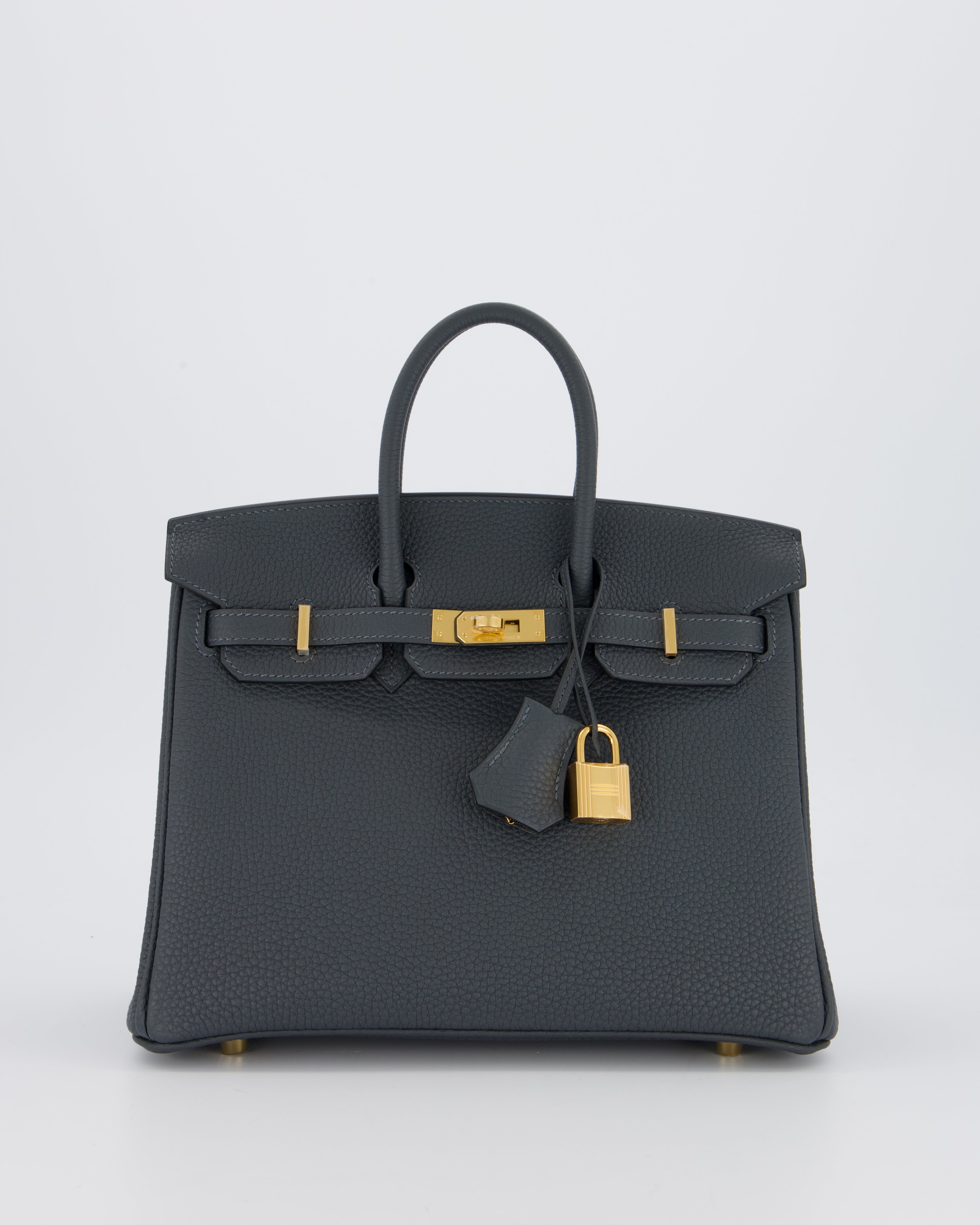 *RARE* Hermès Birkin 25 Retourne Bag in Gris Misty Togo Leather with Gold Hardware