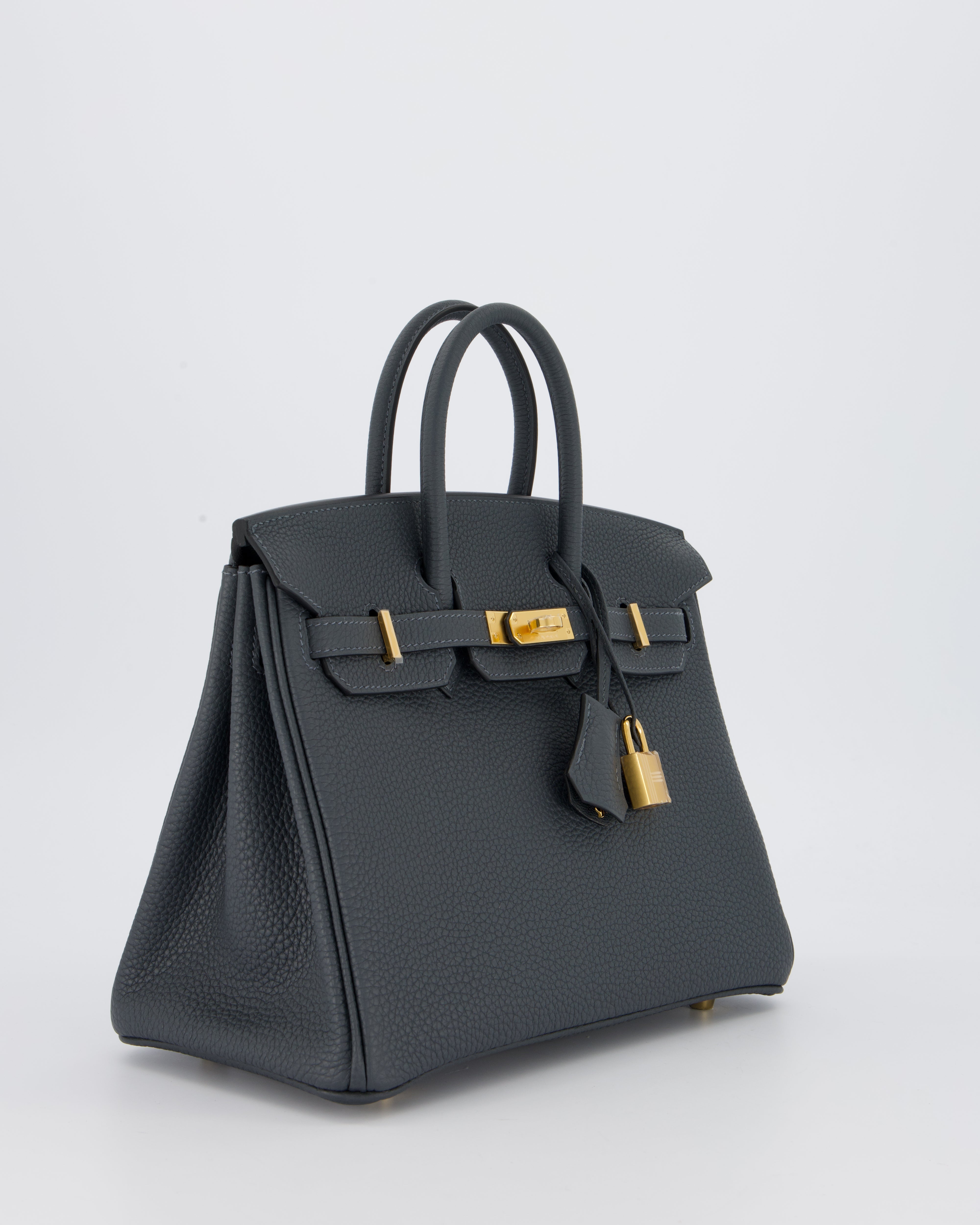 *RARE* Hermès Birkin 25 Retourne Bag in Gris Misty Togo Leather with Gold Hardware