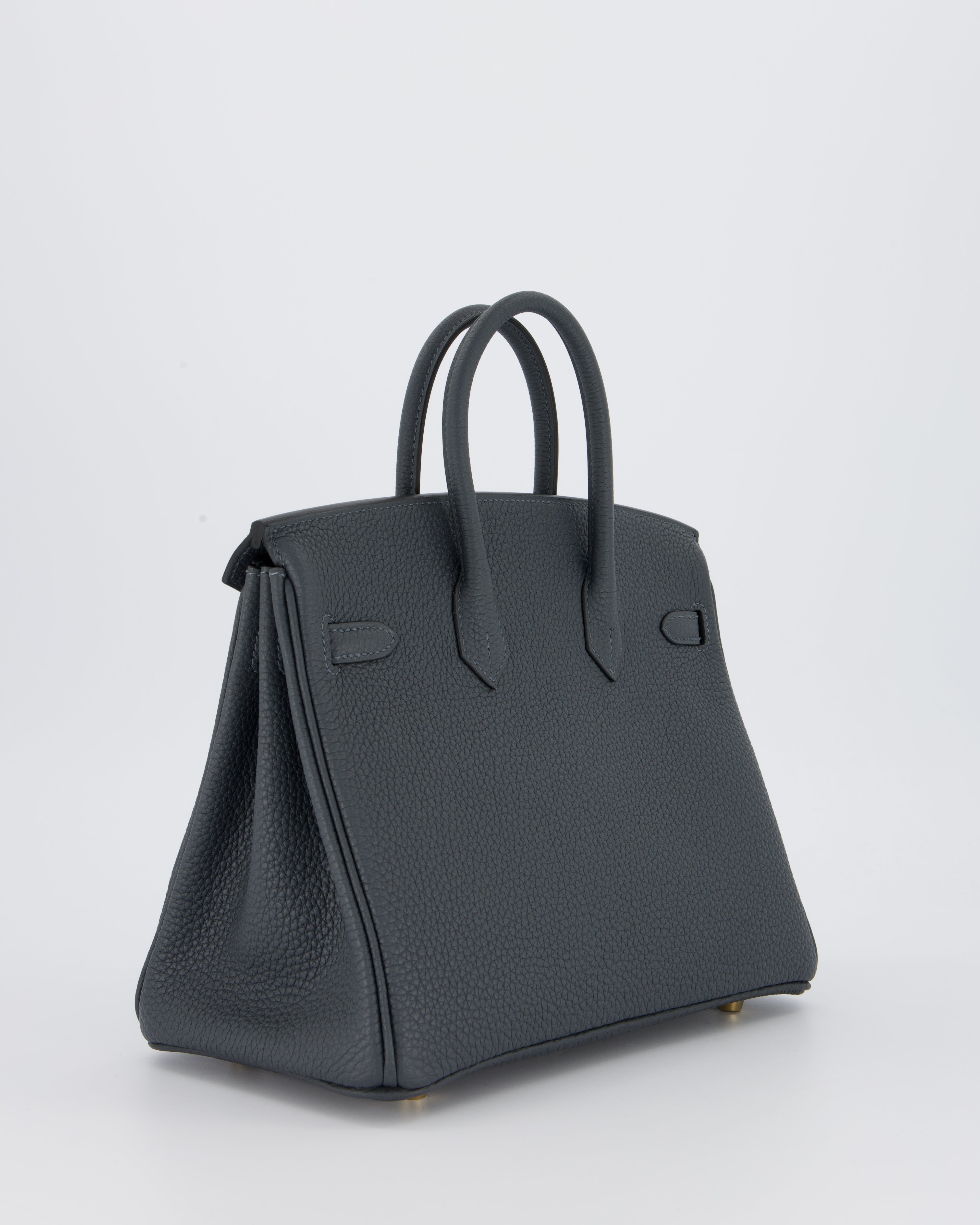 *RARE* Hermès Birkin 25 Retourne Bag in Gris Misty Togo Leather with Gold Hardware
