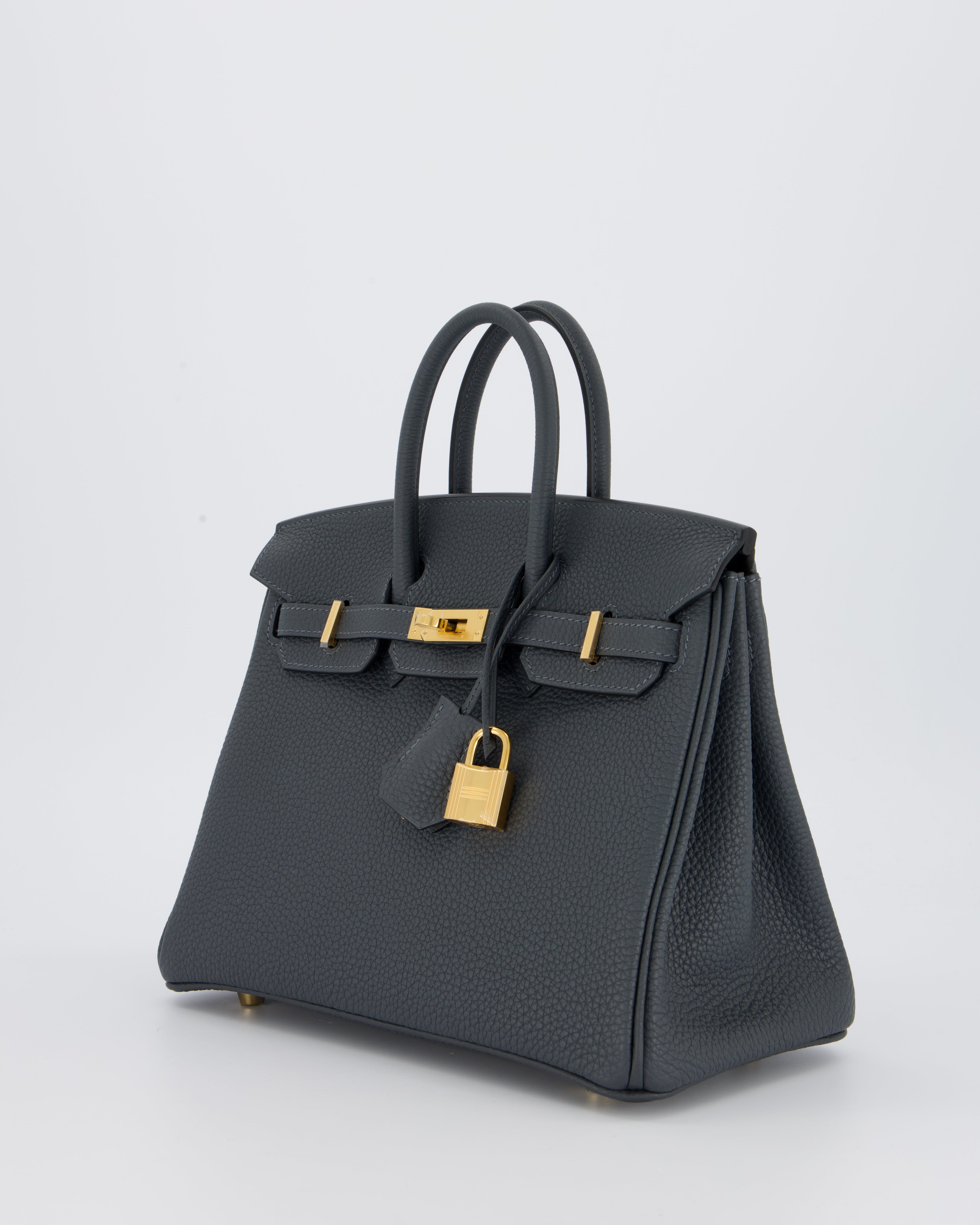 *RARE* Hermès Birkin 25 Retourne Bag in Gris Misty Togo Leather with Gold Hardware