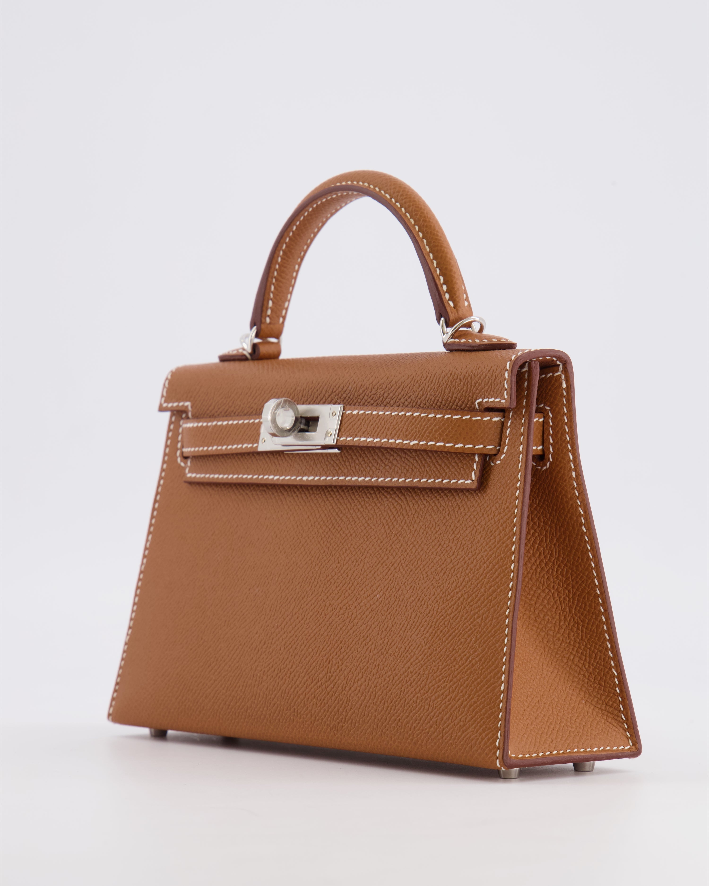 Hermès Mini Kelly II 20 Bag in Gold Epsom Leather with Palladium Hardware