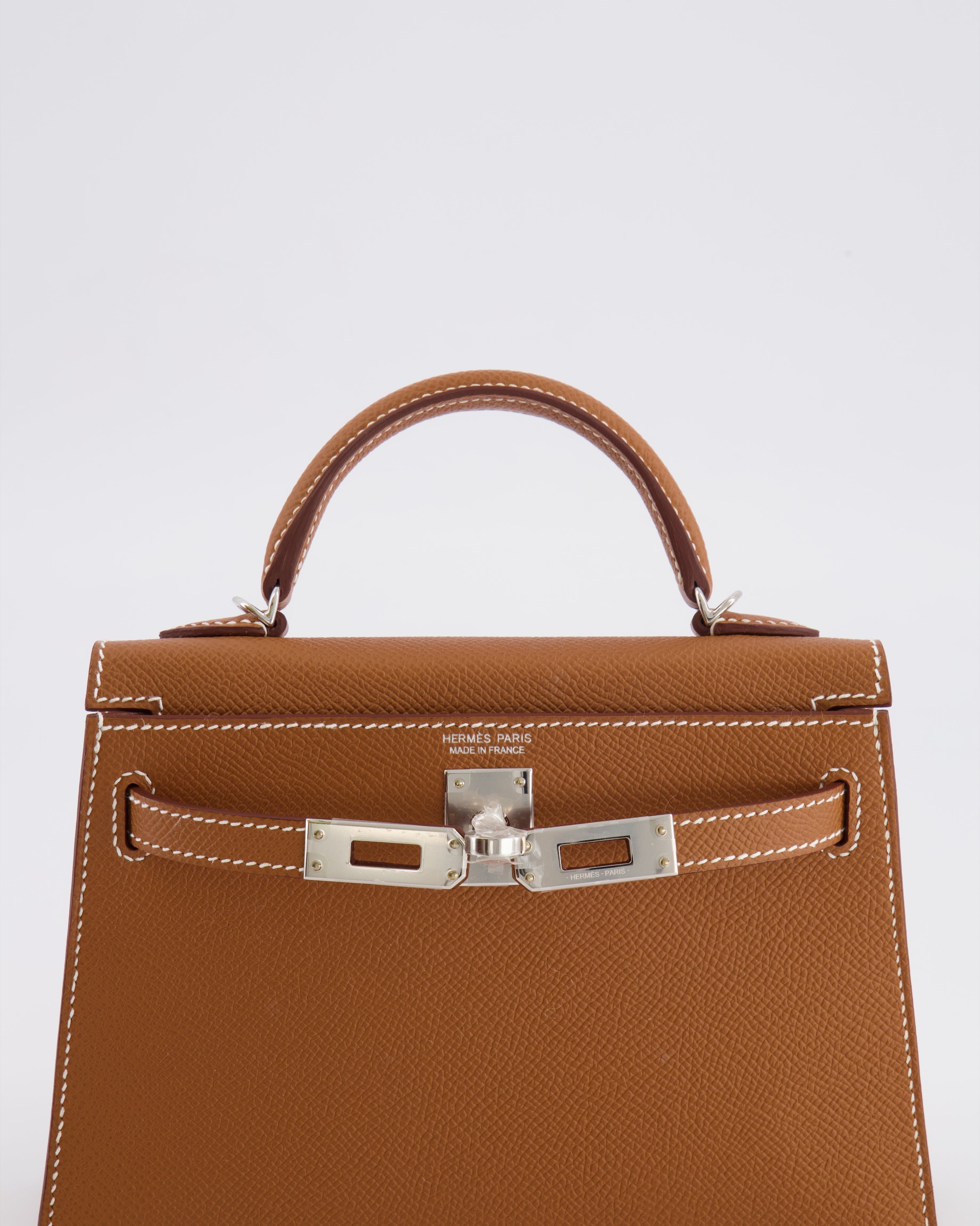 Hermès Mini Kelly II 20 Bag in Gold Epsom Leather with Palladium Hardware