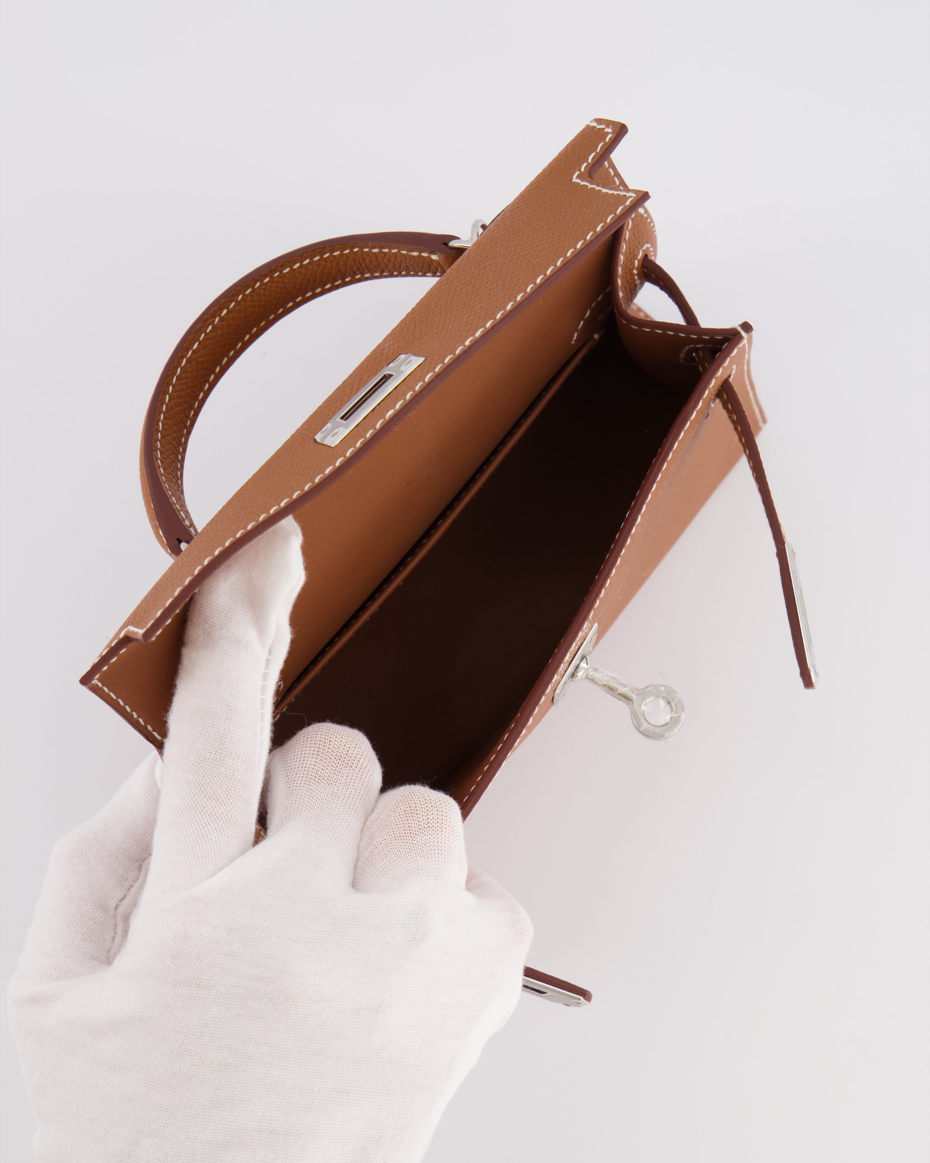 Hermès Mini Kelly II 20 Bag in Gold Epsom Leather with Palladium Hardware