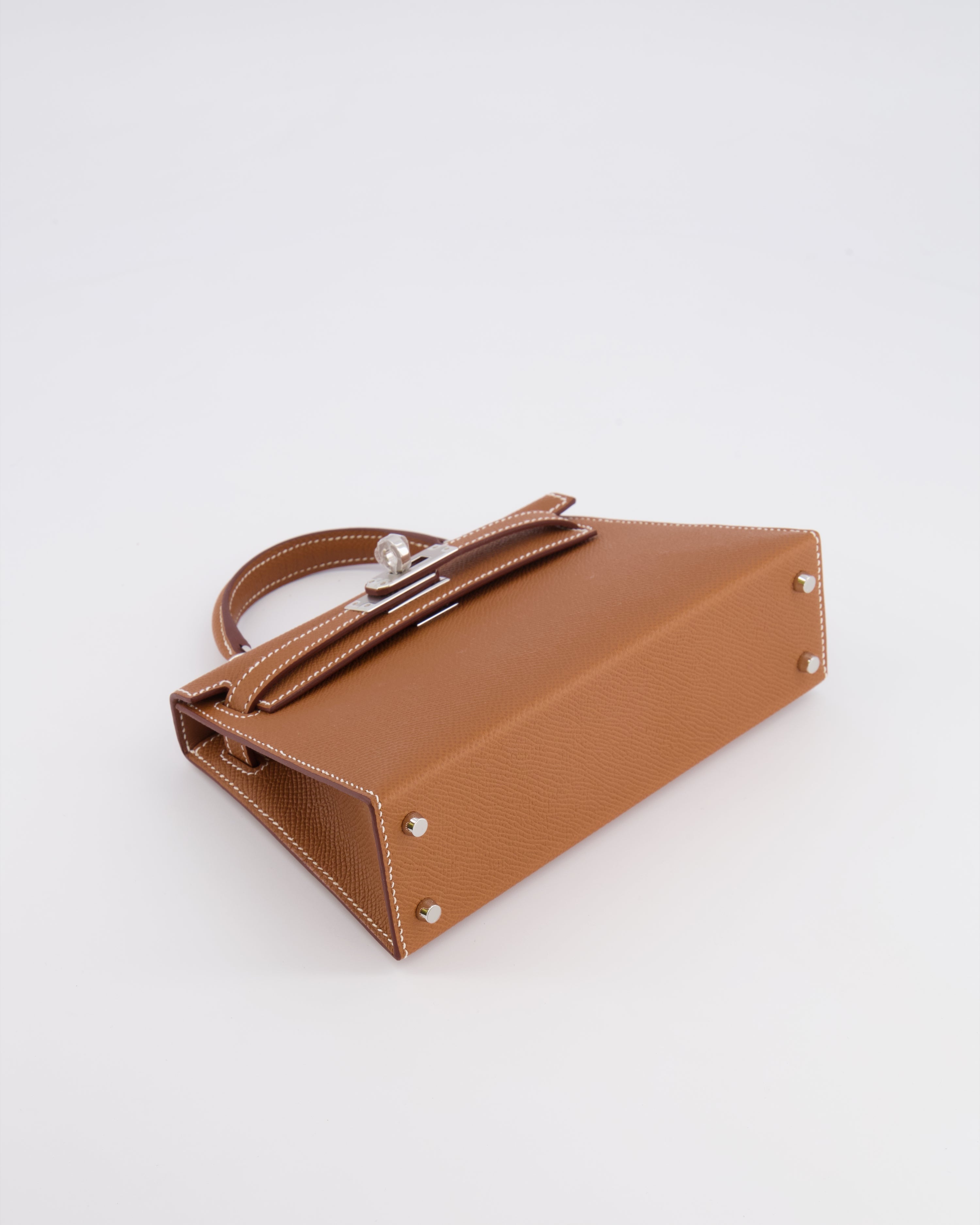 Hermès Mini Kelly II 20 Bag in Gold Epsom Leather with Palladium Hardware