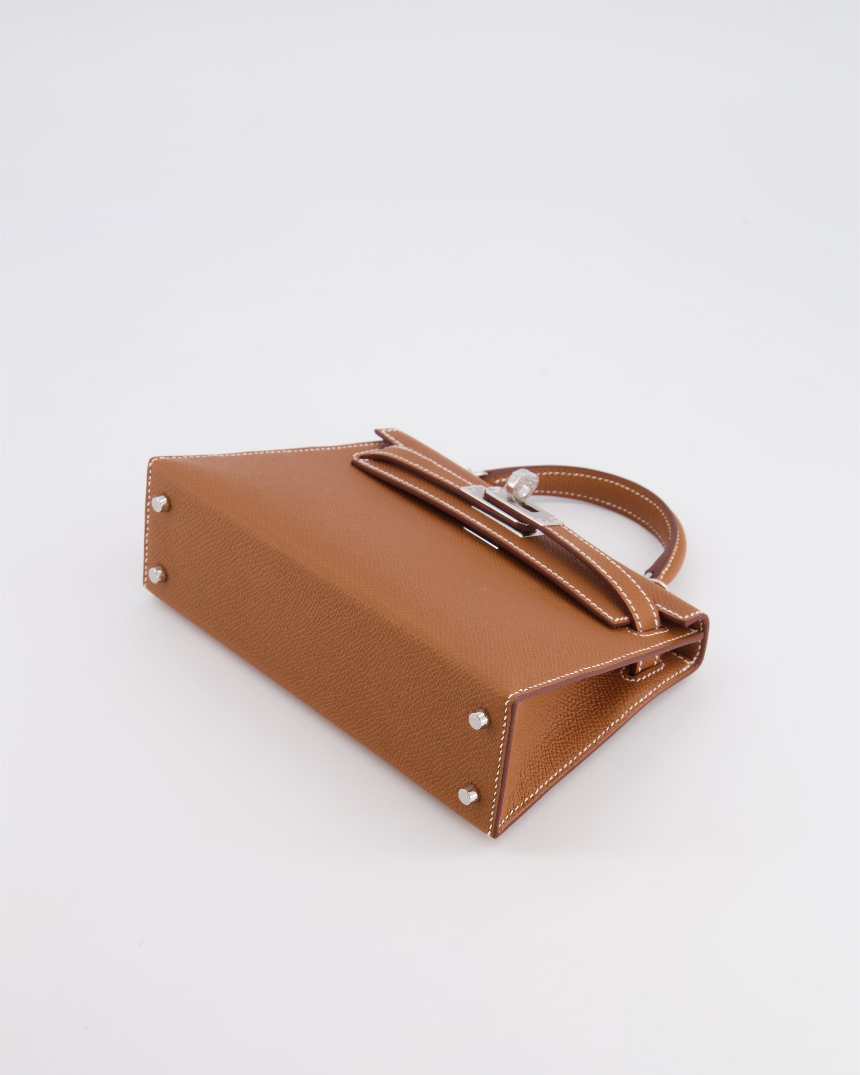 Hermès Mini Kelly II 20 Bag in Gold Epsom Leather with Palladium Hardware