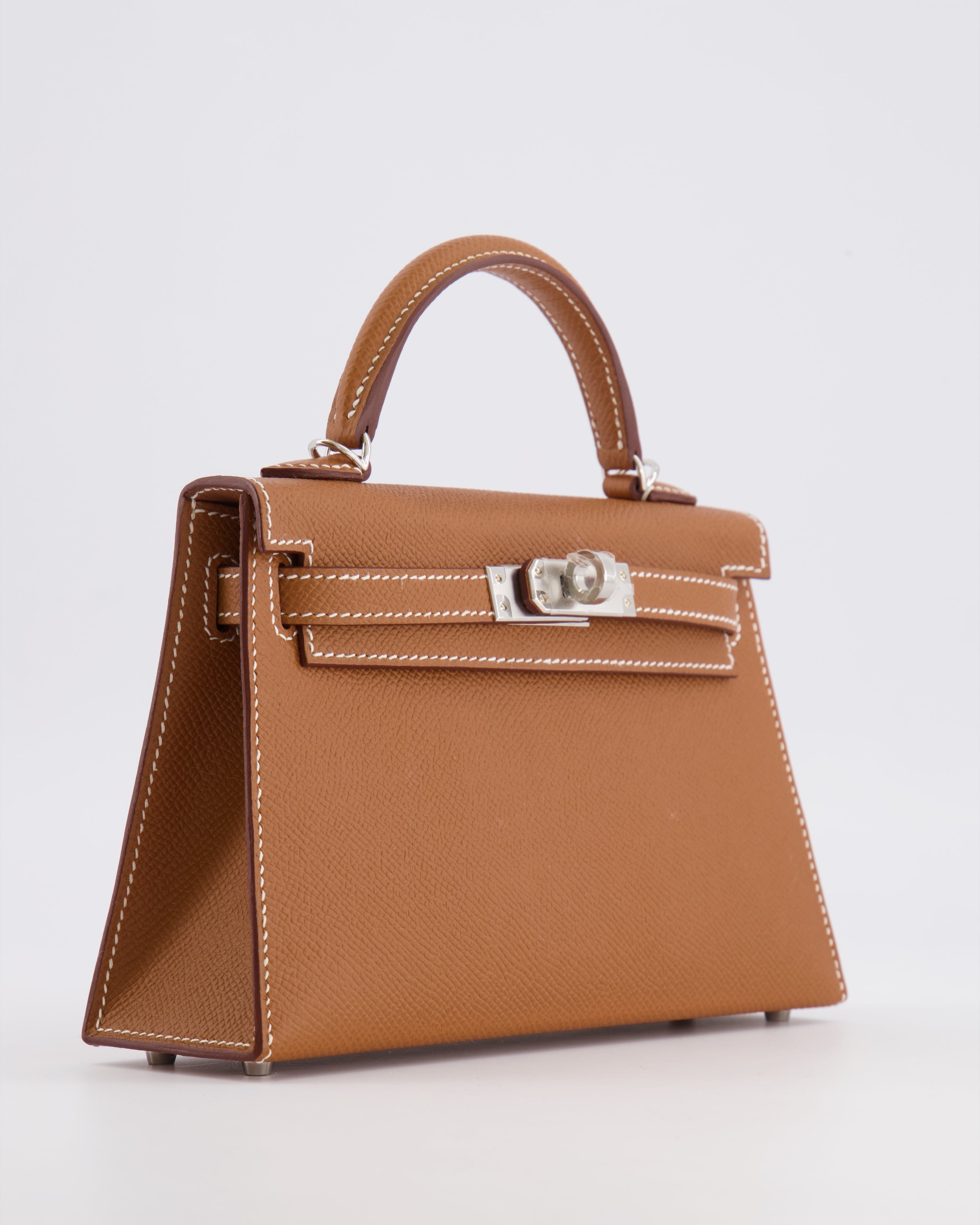 Hermès Mini Kelly II 20 Bag in Gold Epsom Leather with Palladium Hardware