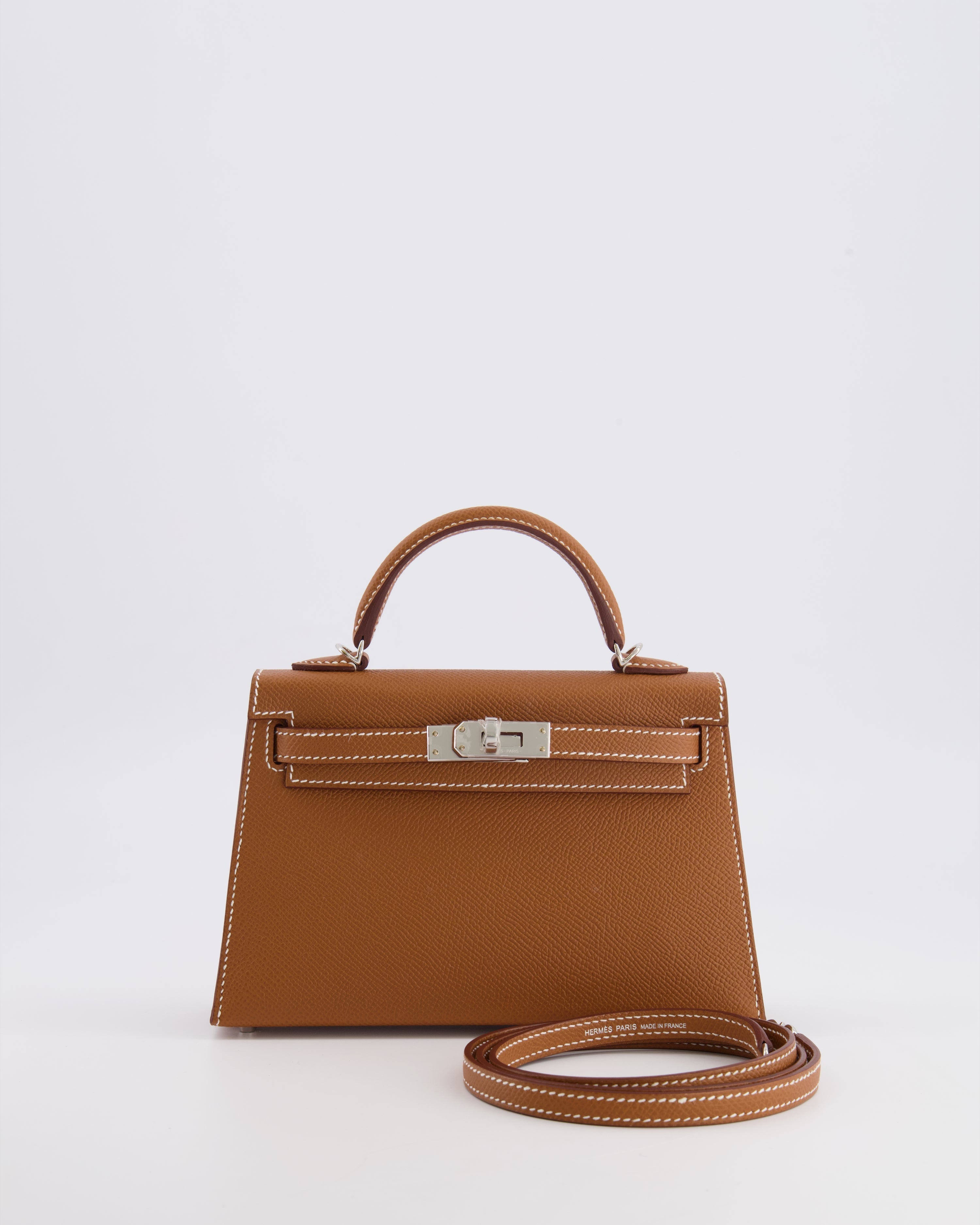 Hermès Mini Kelly II 20 Bag in Gold Epsom Leather with Palladium Hardware
