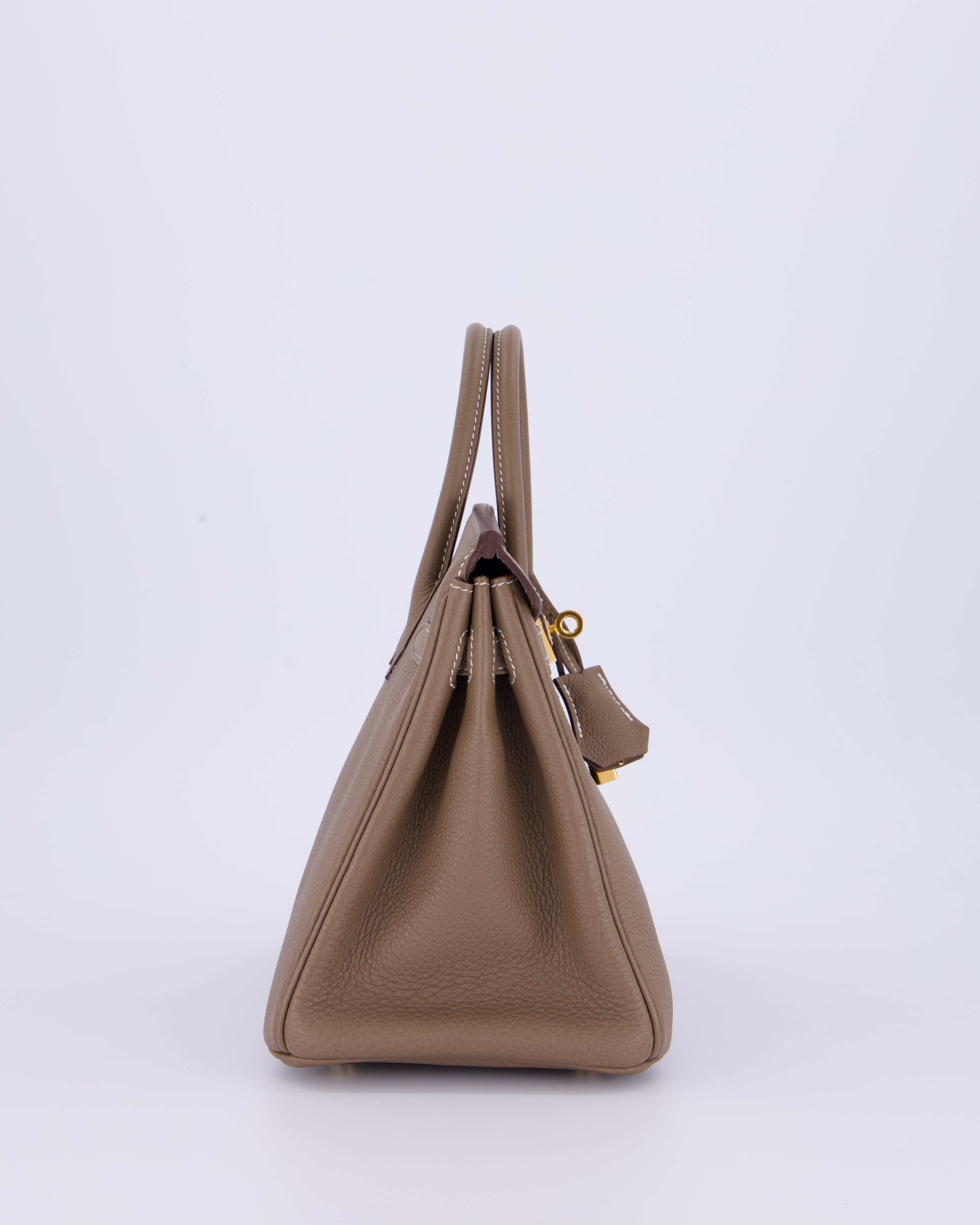 Hermès Birkin 25 Retourne Bag in Etoupe Togo Leather with Gold Hardware