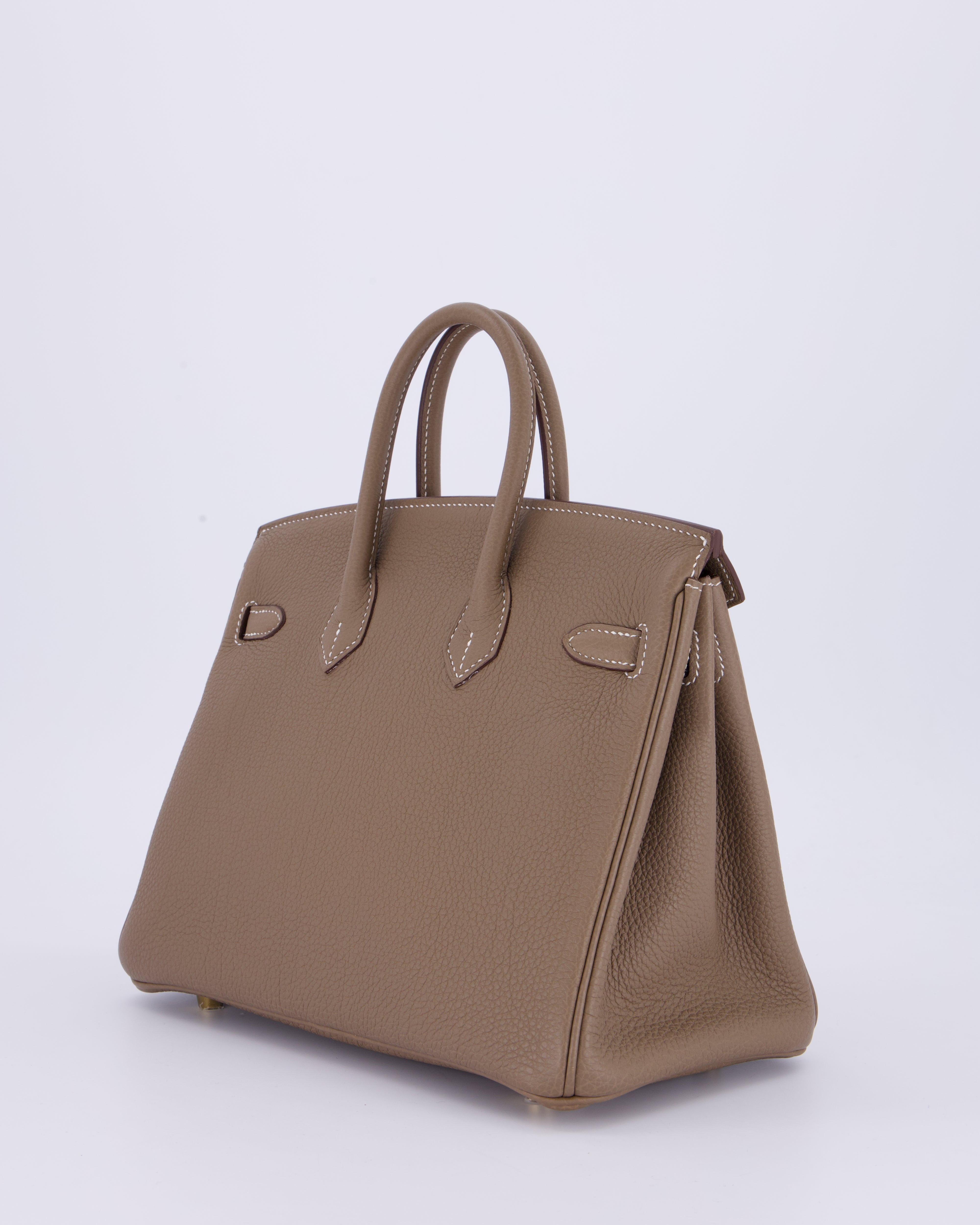 Hermès Birkin 25 Retourne Bag in Etoupe Togo Leather with Gold Hardware