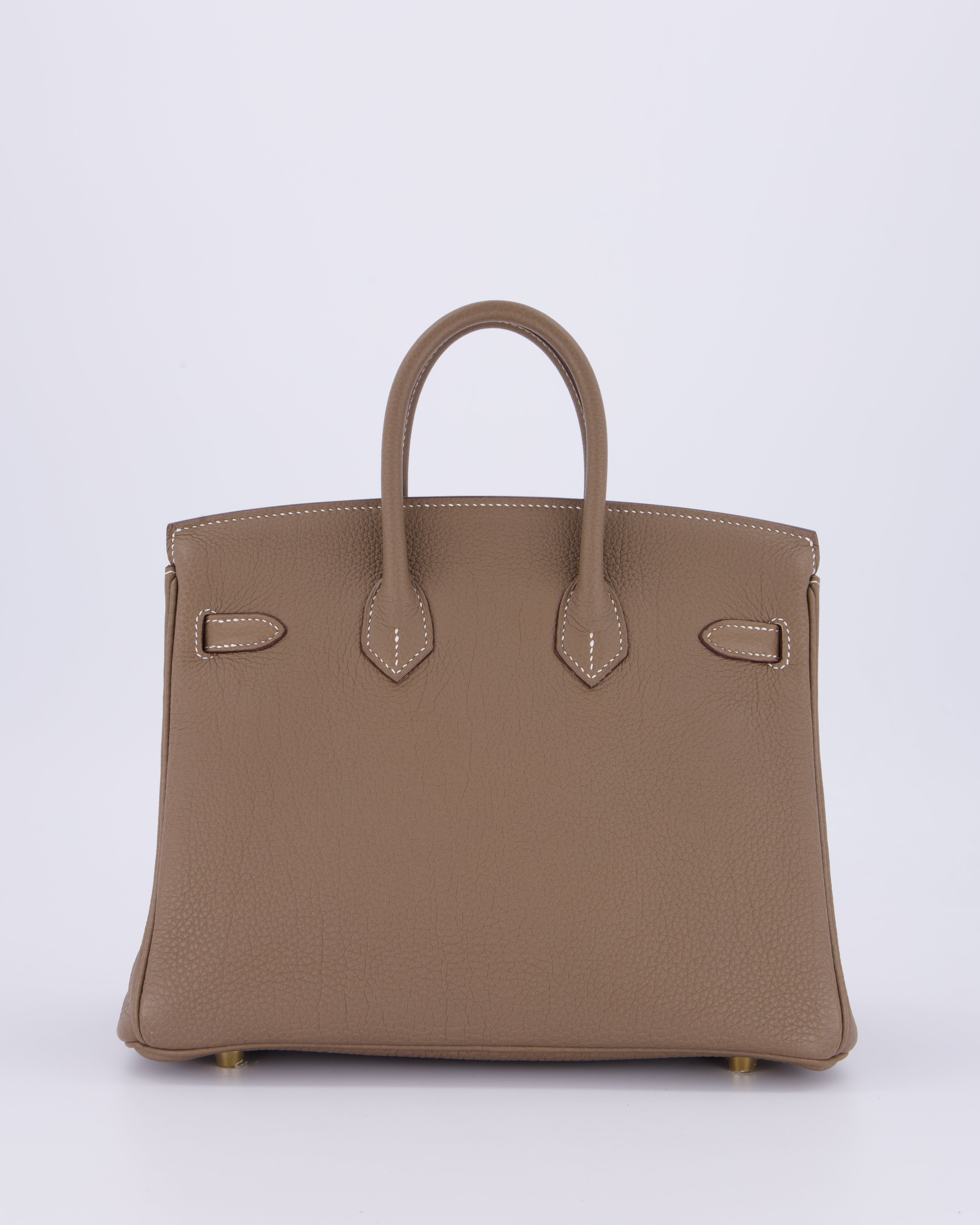 Hermès Birkin 25 Retourne Bag in Etoupe Togo Leather with Gold Hardware