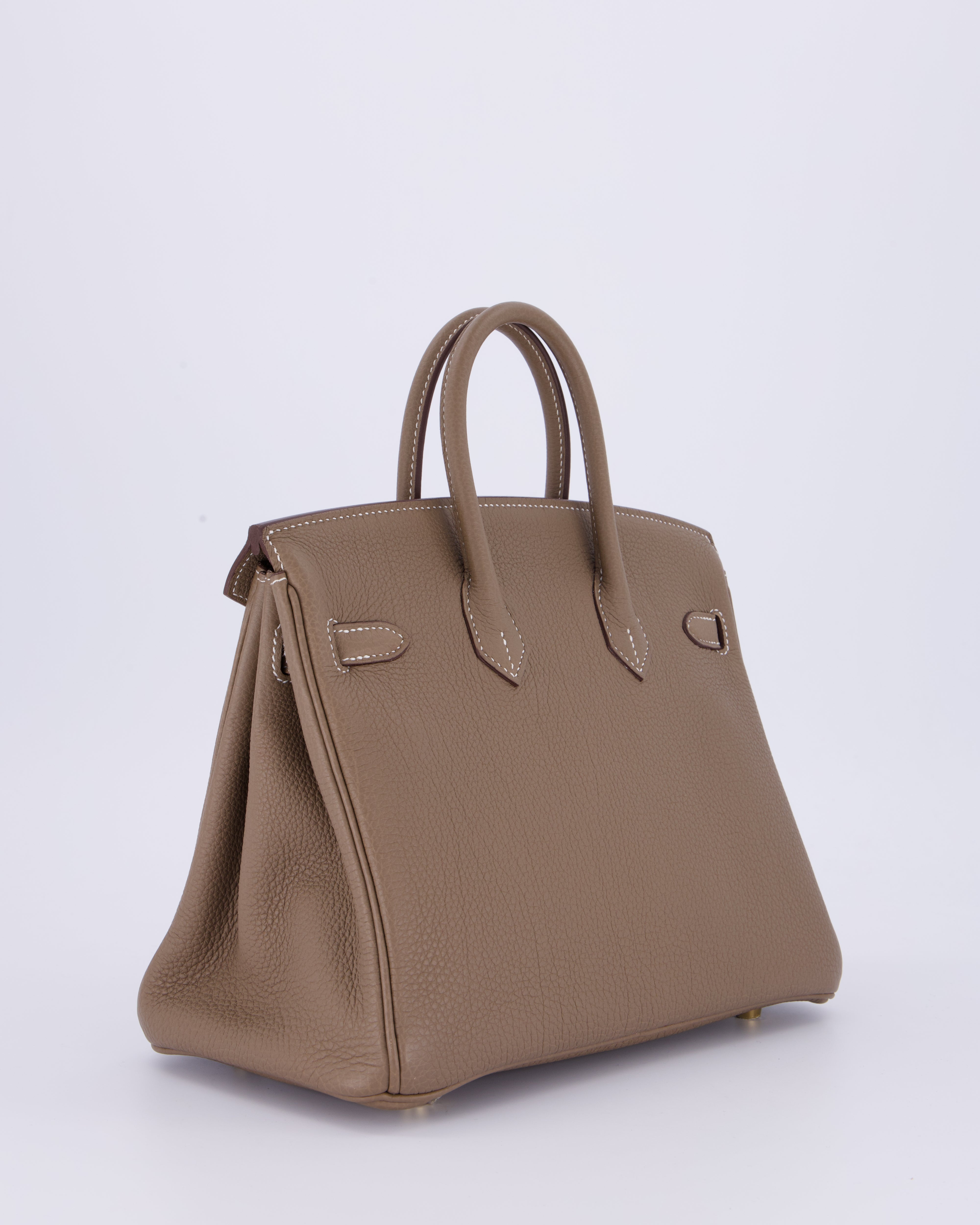 Hermès Birkin 25 Retourne Bag in Etoupe Togo Leather with Gold Hardware