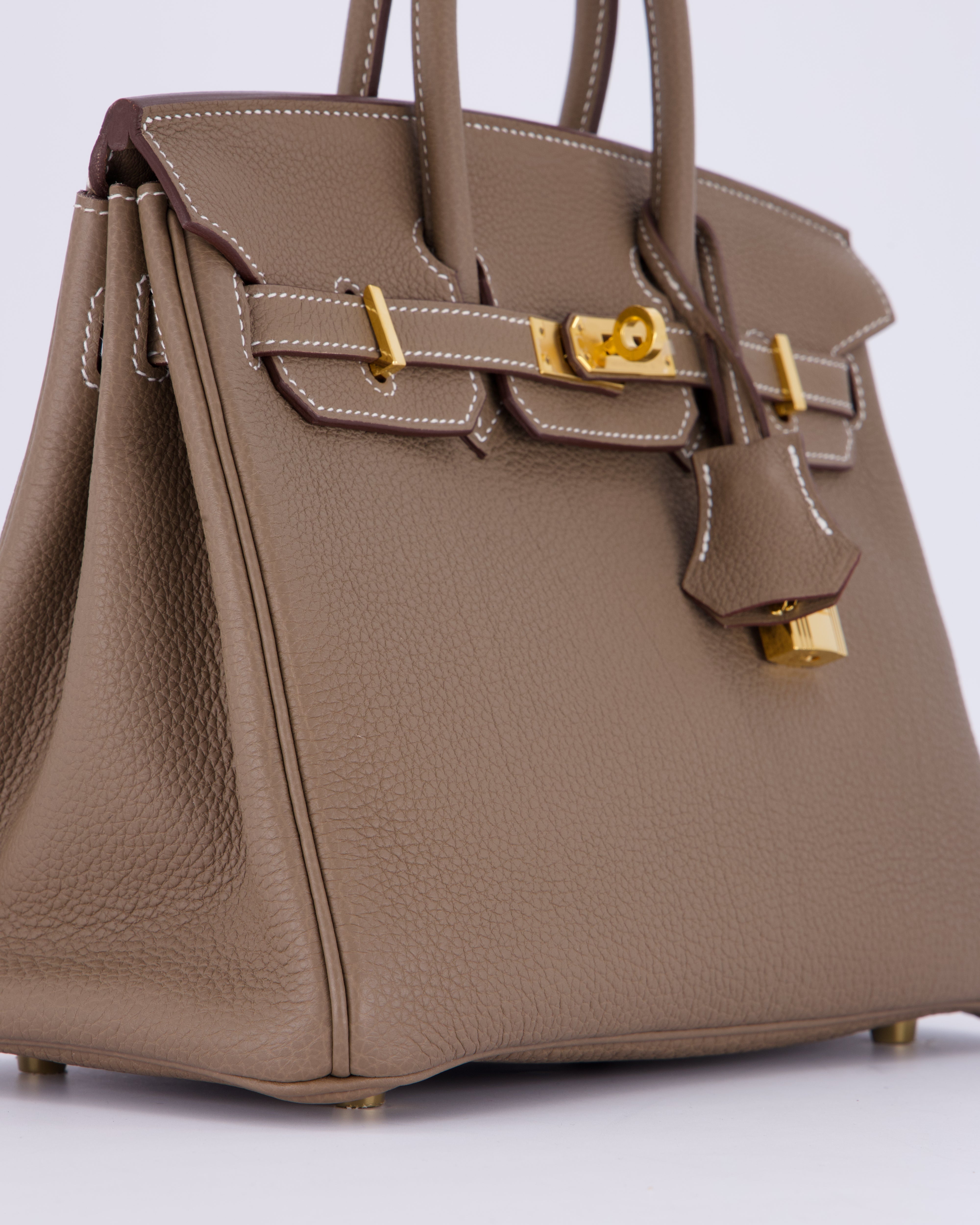 Hermès Birkin 25 Retourne Bag in Etoupe Togo Leather with Gold Hardware