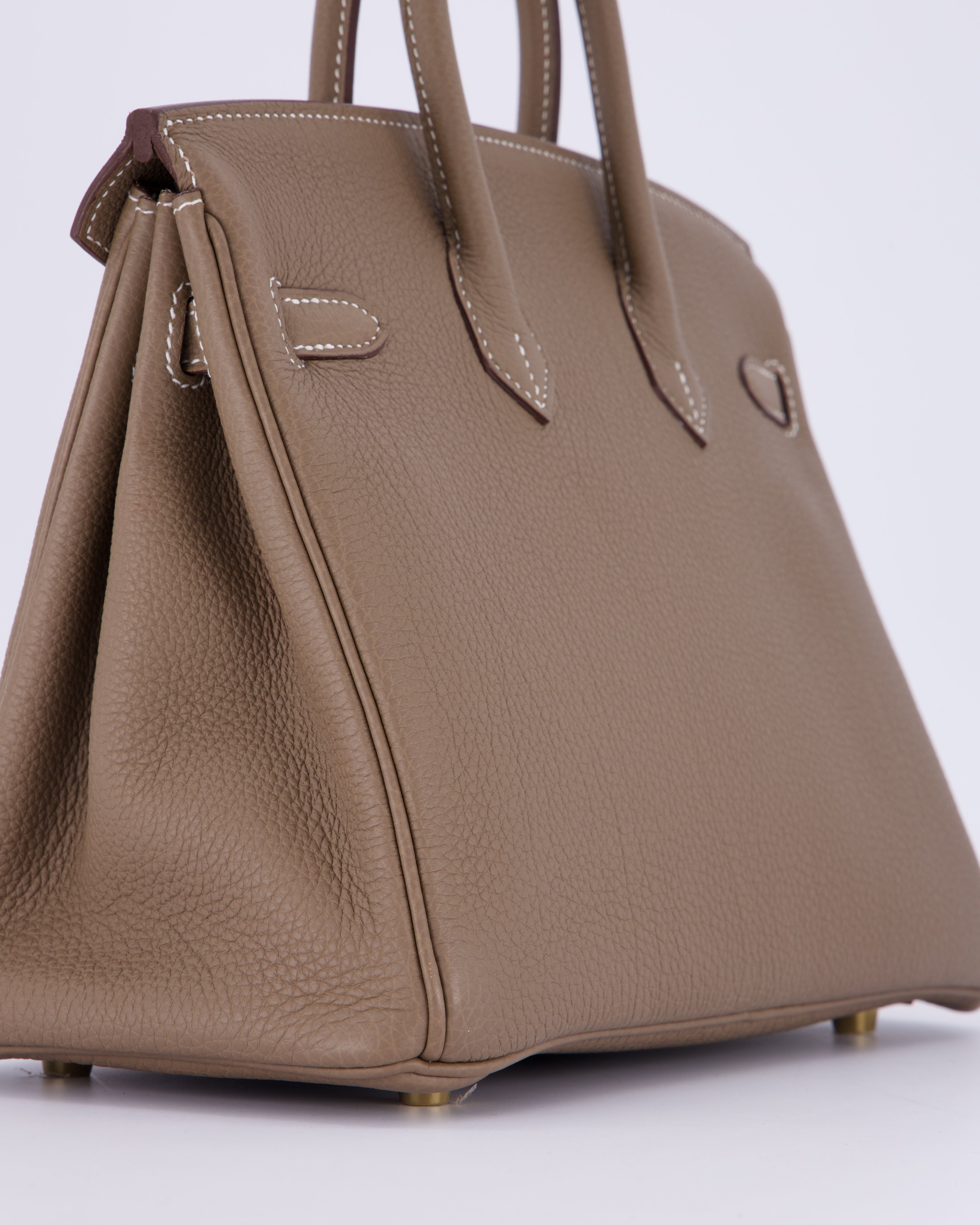 Hermès Birkin 25 Retourne Bag in Etoupe Togo Leather with Gold Hardware