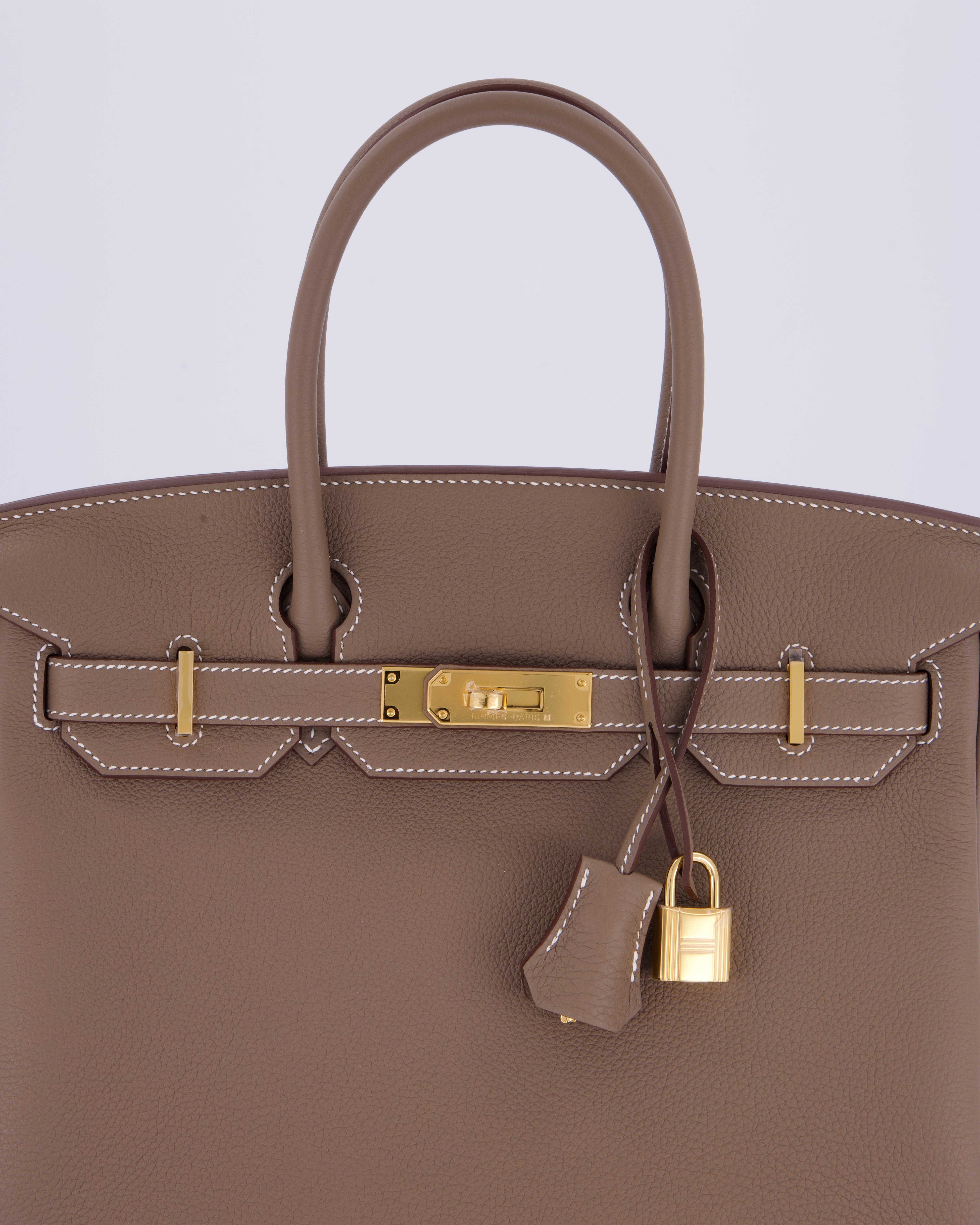 *HOLY GRAIL* Hermès Birkin 30 Retourne Bag in Etoupe Togo Leather with Gold Hardware