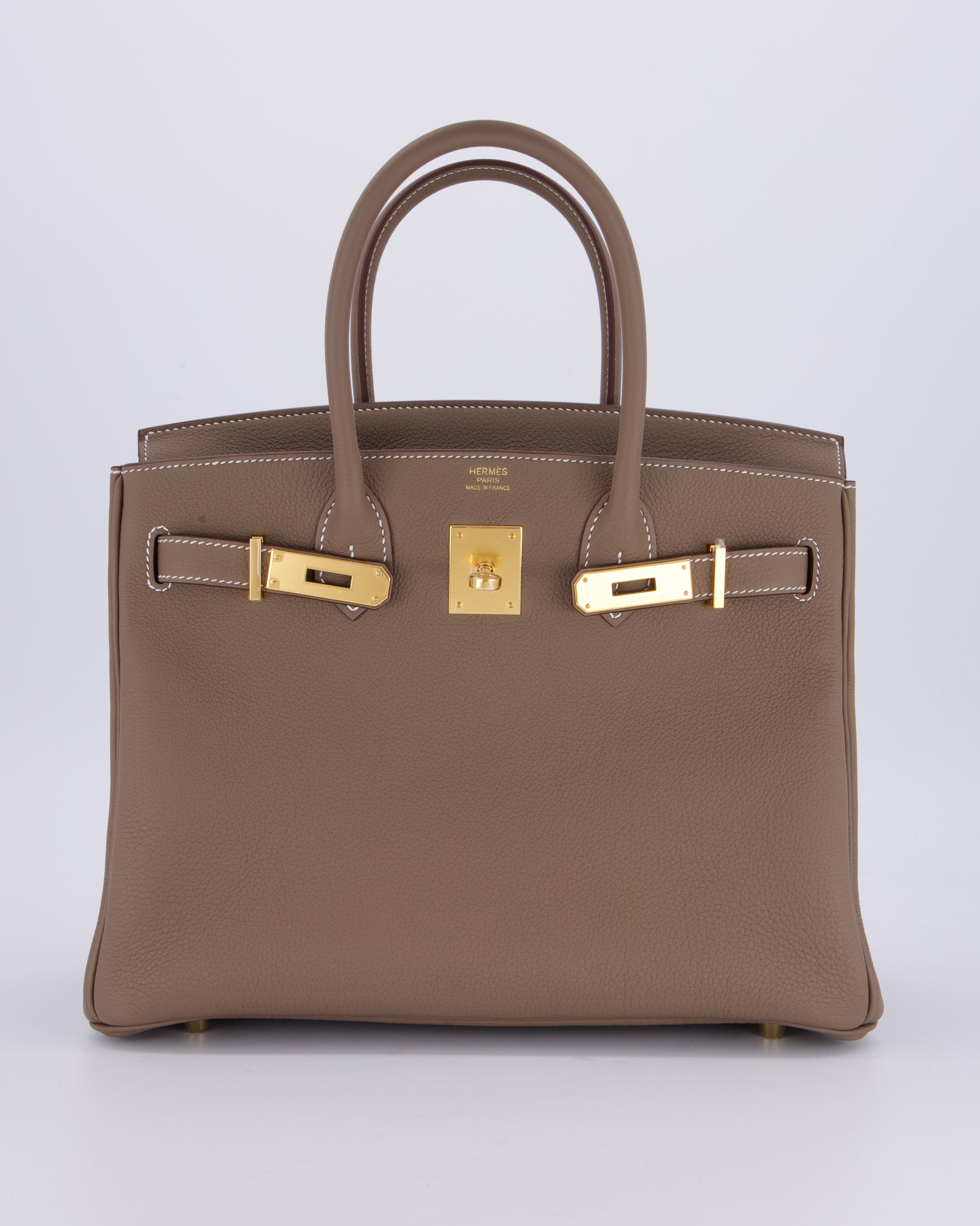 *HOLY GRAIL* Hermès Birkin 30 Retourne Bag in Etoupe Togo Leather with Gold Hardware