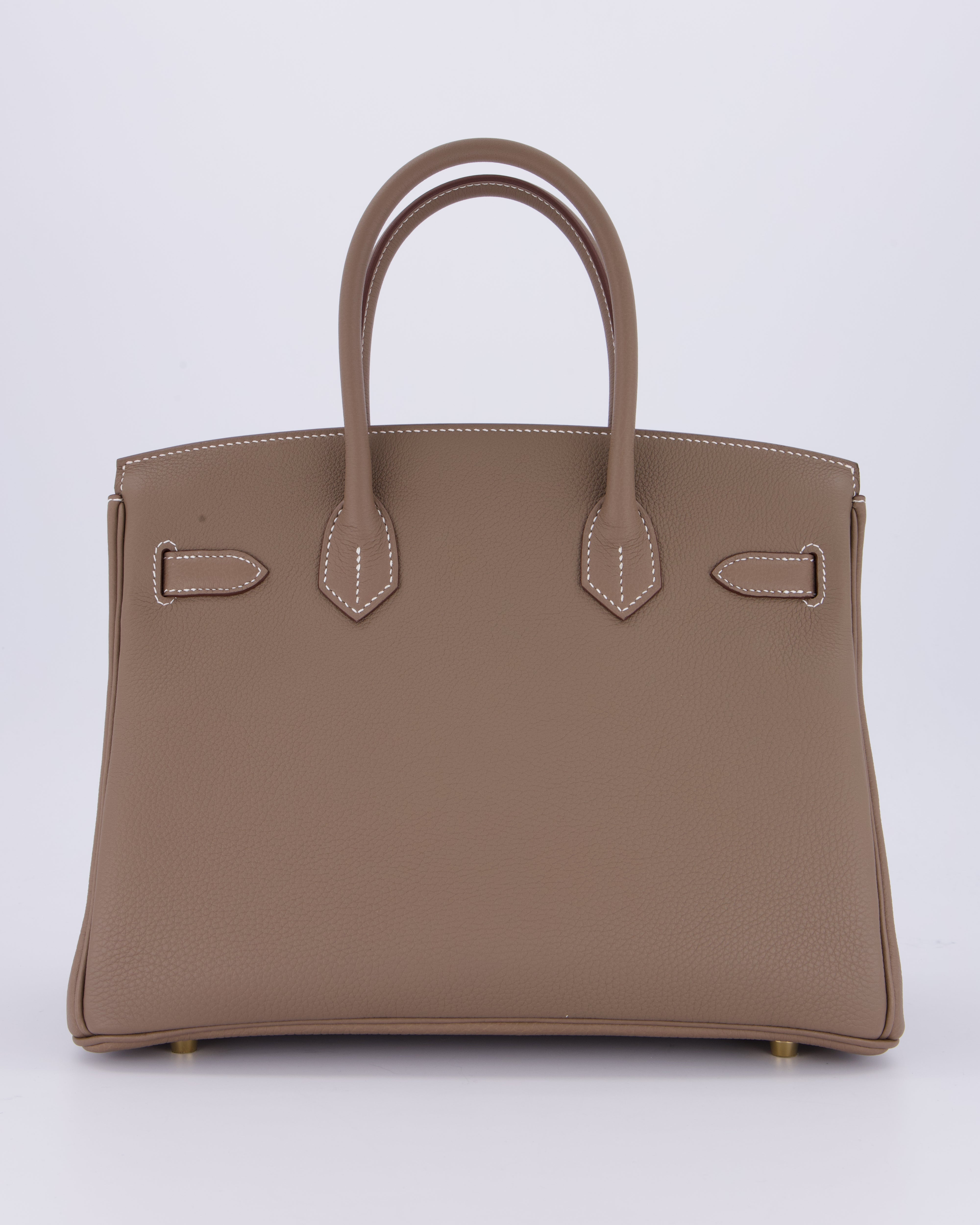 *HOLY GRAIL* Hermès Birkin 30 Retourne Bag in Etoupe Togo Leather with Gold Hardware