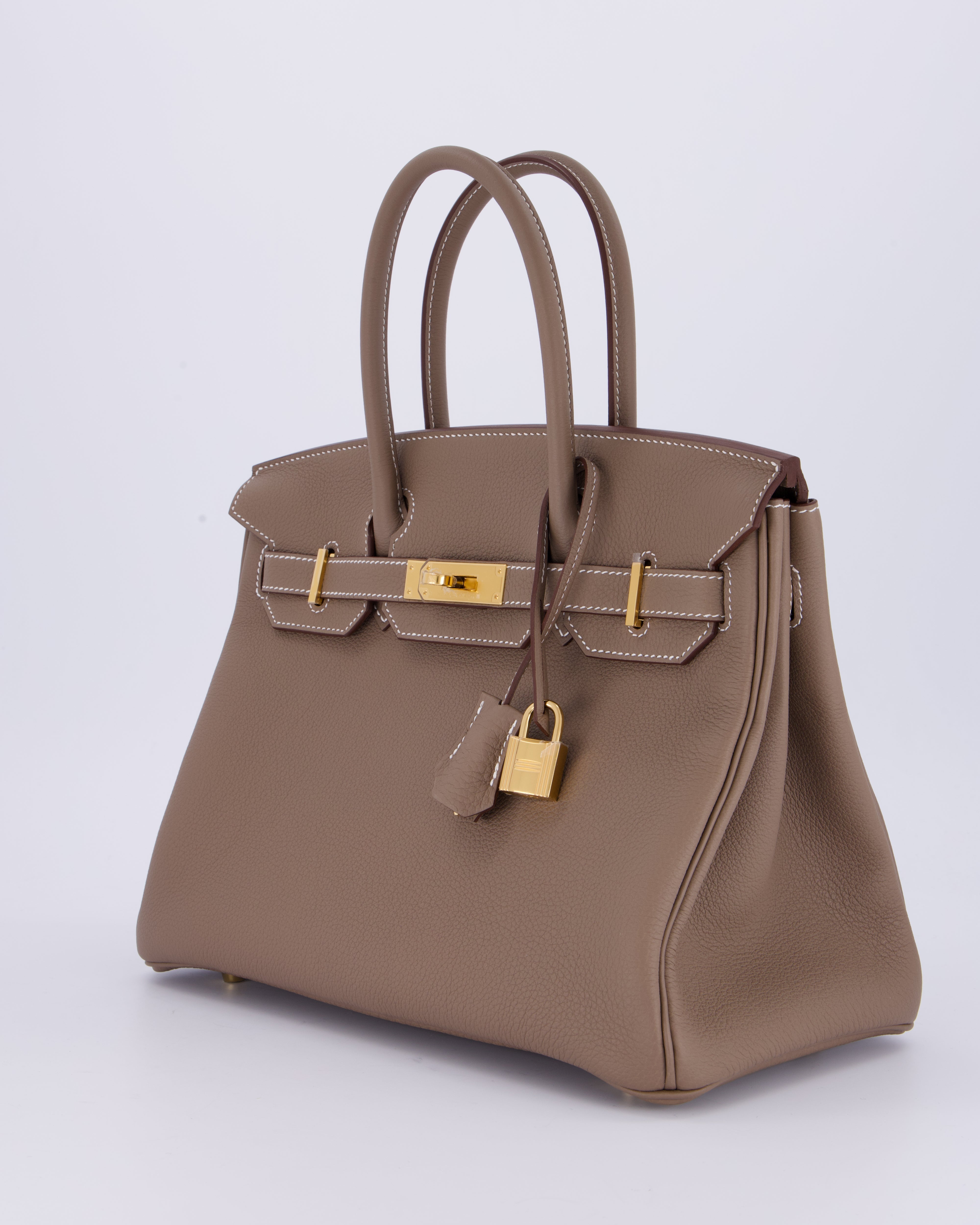 *HOLY GRAIL* Hermès Birkin 30 Retourne Bag in Etoupe Togo Leather with Gold Hardware