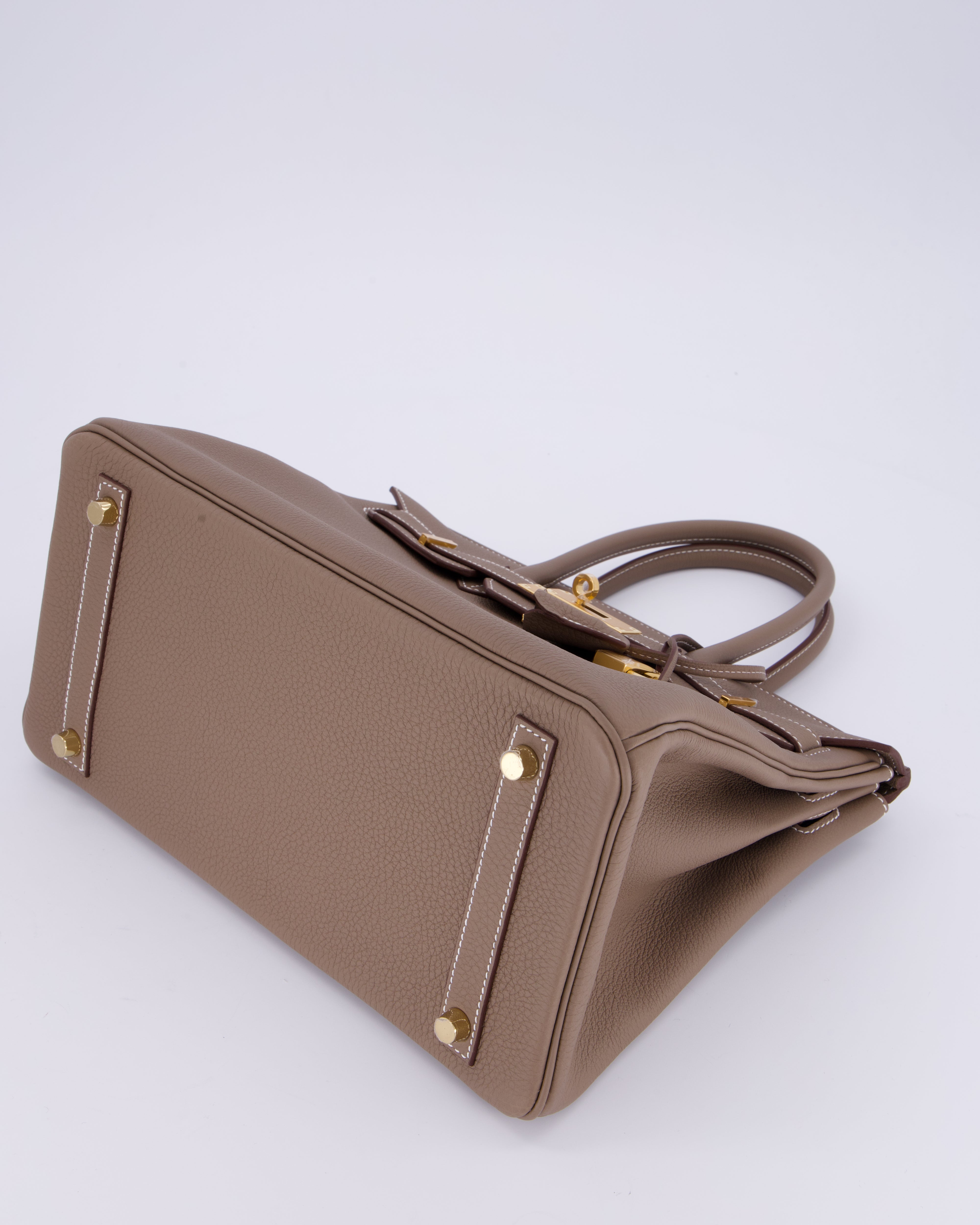 *HOLY GRAIL* Hermès Birkin 30 Retourne Bag in Etoupe Togo Leather with Gold Hardware