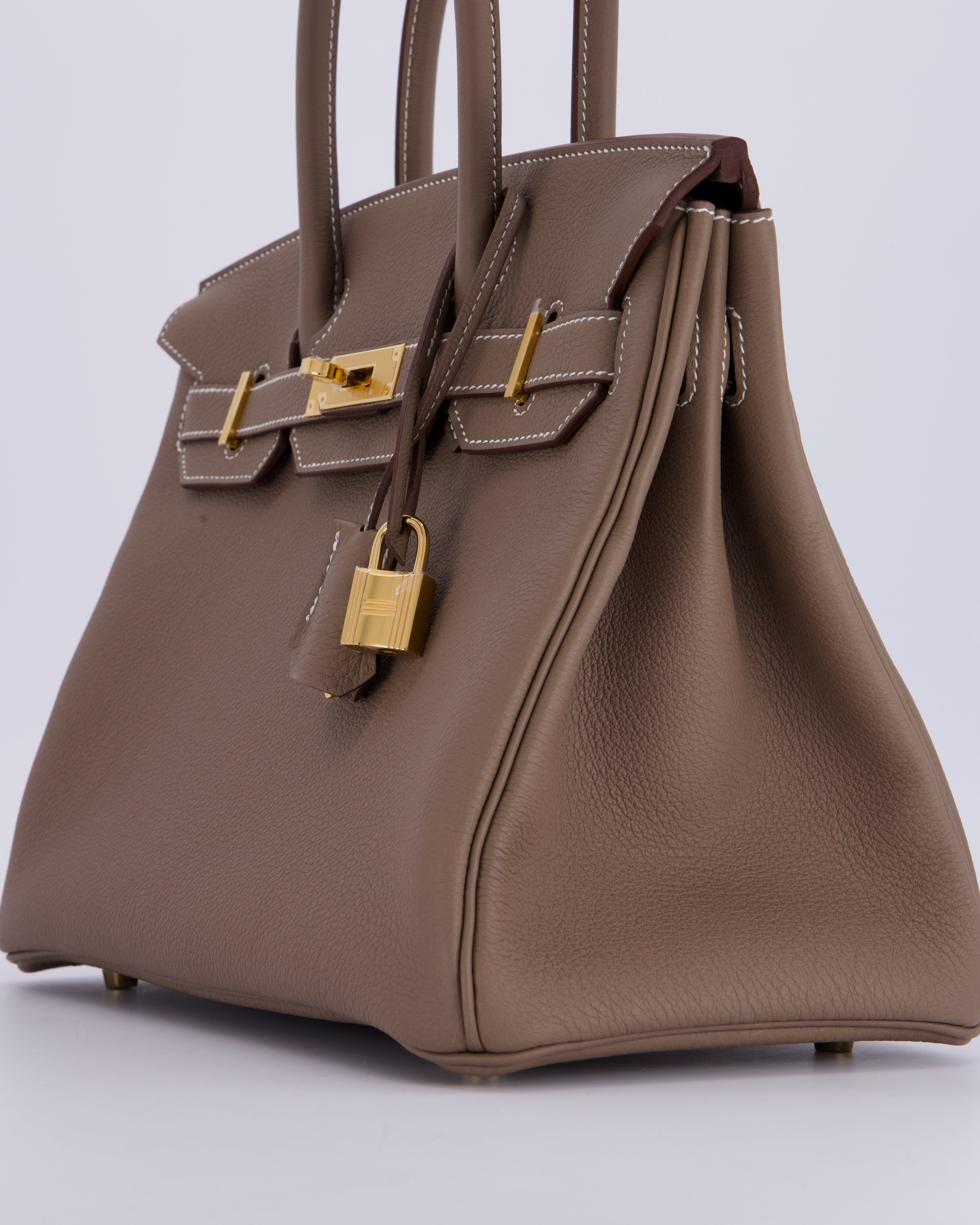 *HOLY GRAIL* Hermès Birkin 30 Retourne Bag in Etoupe Togo Leather with Gold Hardware