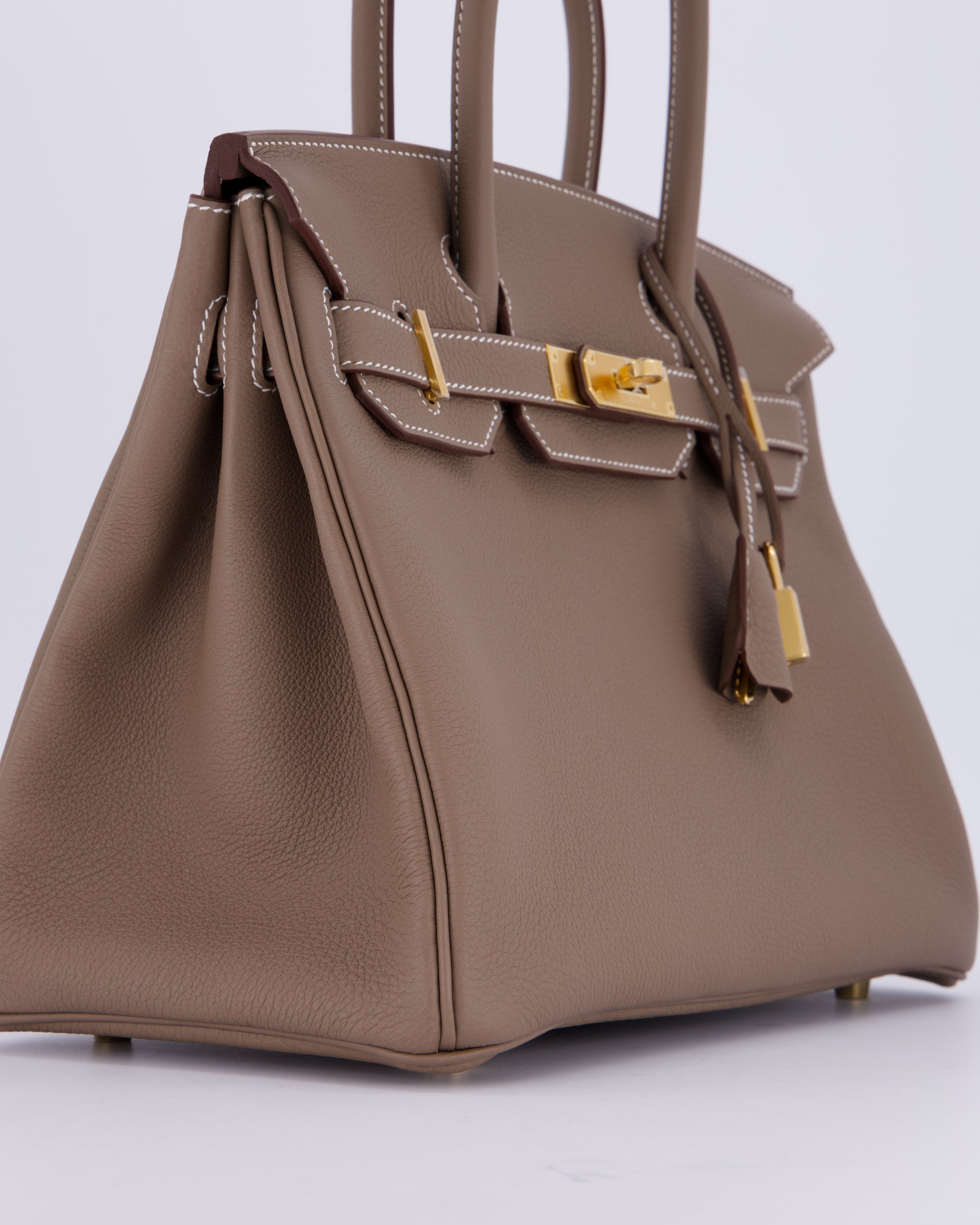 *HOLY GRAIL* Hermès Birkin 30 Retourne Bag in Etoupe Togo Leather with Gold Hardware