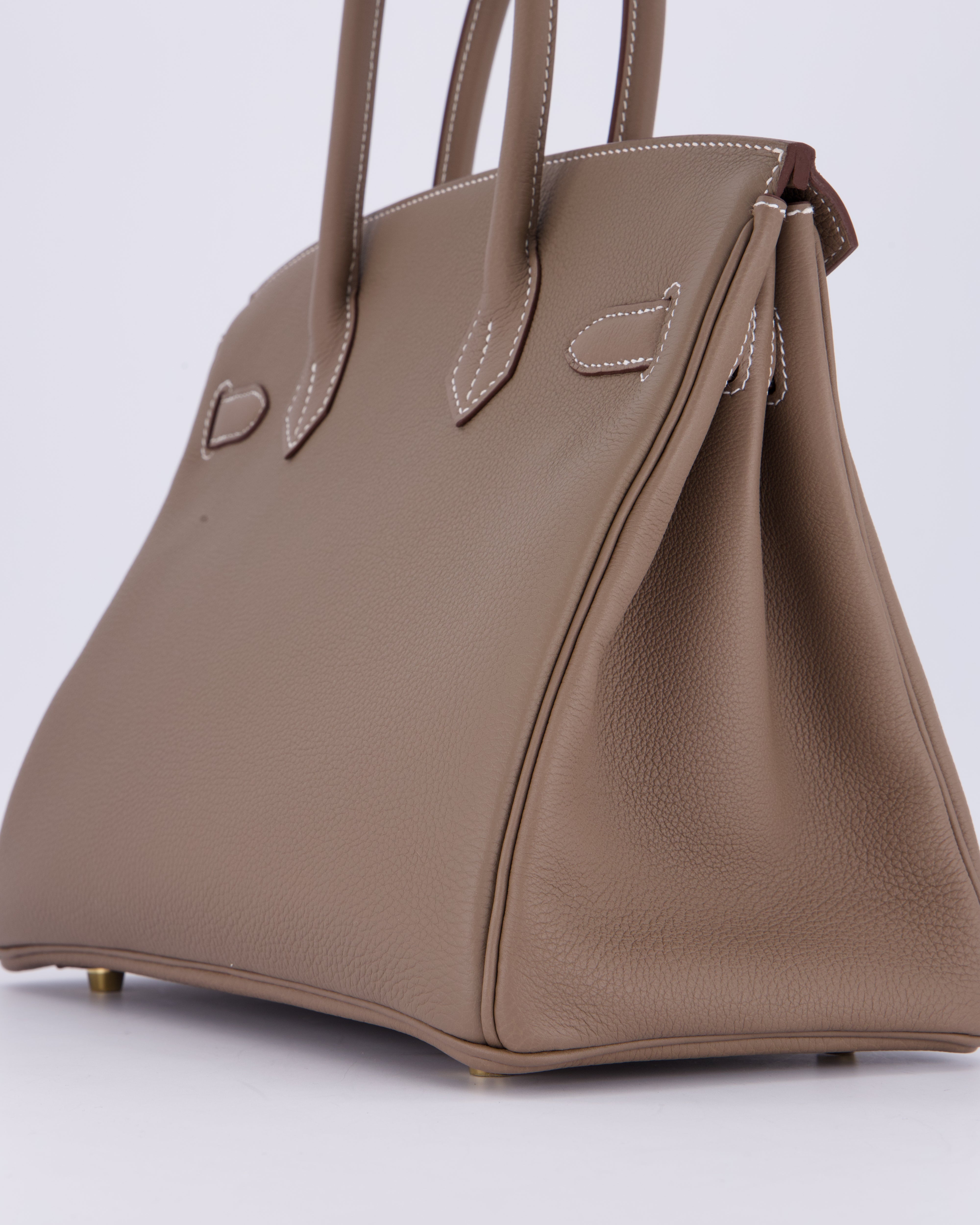 *HOLY GRAIL* Hermès Birkin 30 Retourne Bag in Etoupe Togo Leather with Gold Hardware